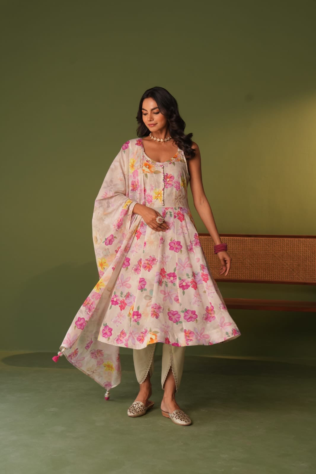 Premium Mul Cotton Floral HandEmbroidered Tulip Pant Set - The Jaipur Studio