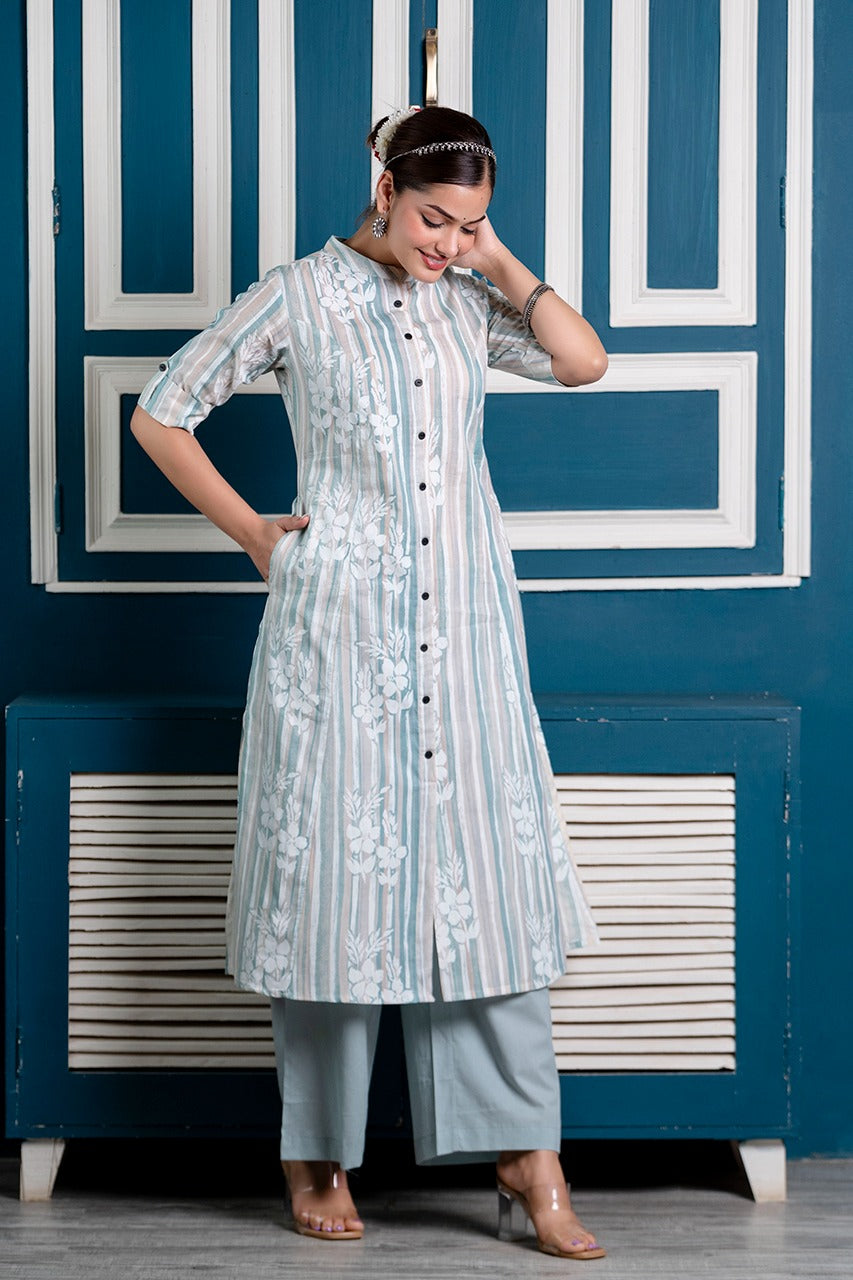 Cotton Floral Cotton A-line Coord set - The Jaipur Studio