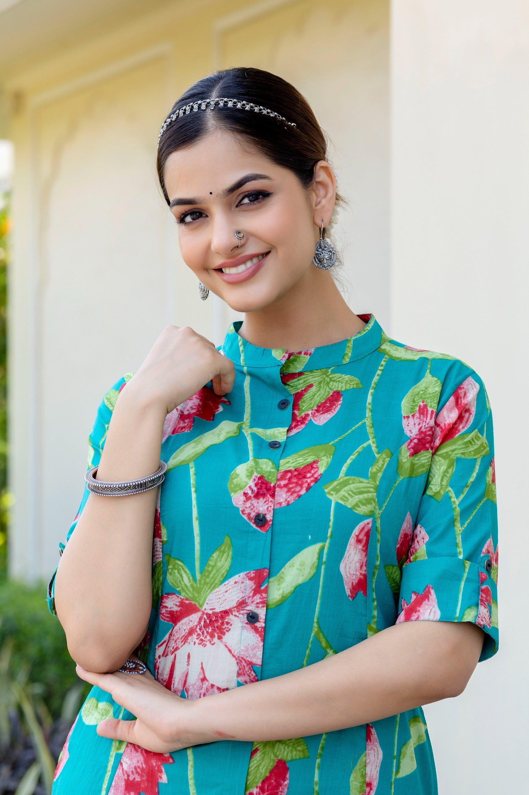 Srujana Floral Summerish A-line Coord Set - The Jaipur Studio