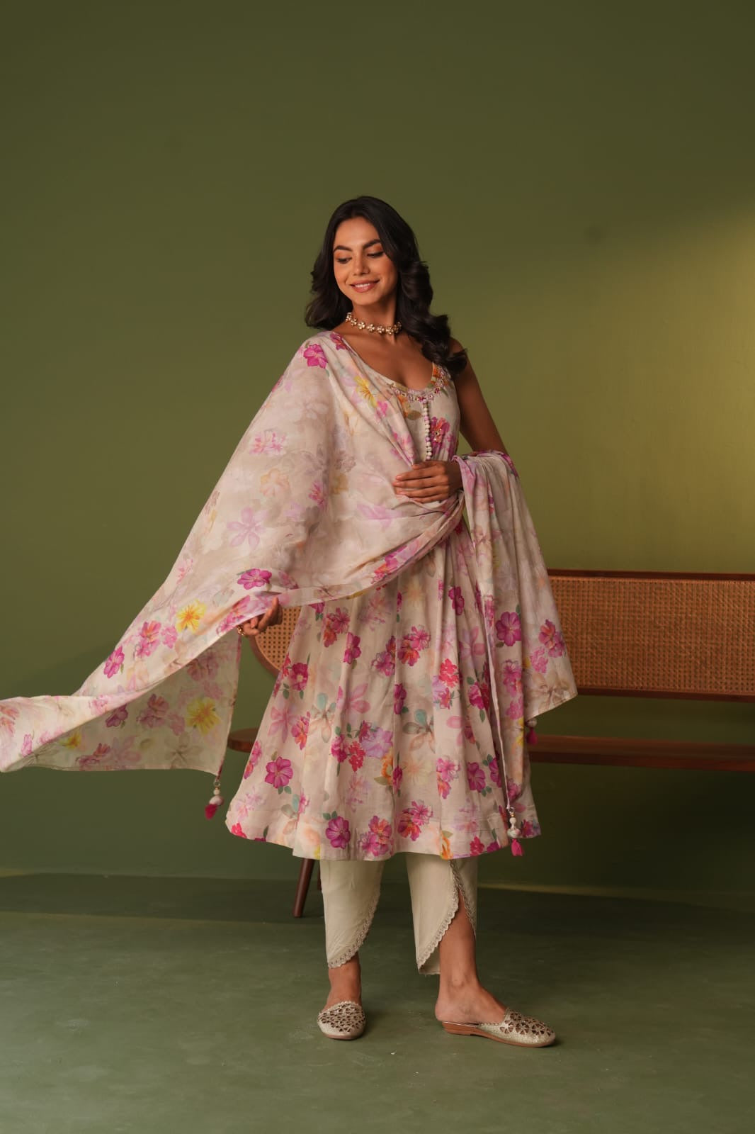 Premium Mul Cotton Floral HandEmbroidered Tulip Pant Set - The Jaipur Studio