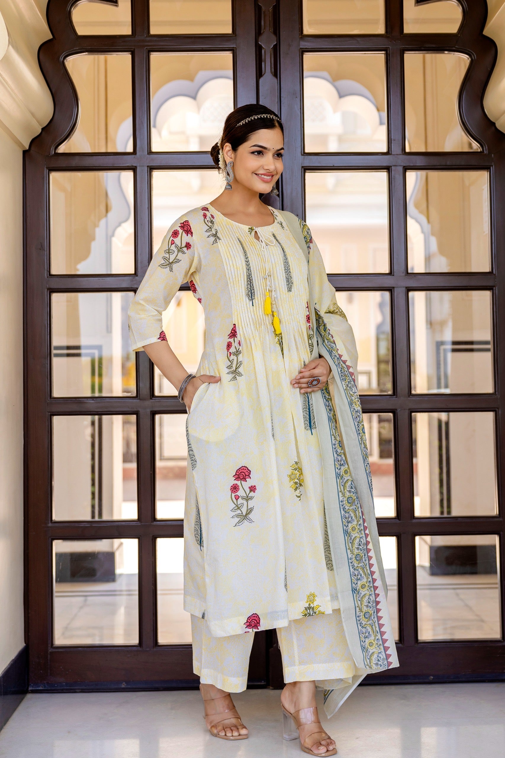 Sumira Handblock Premium Cotton Pant Set - The Jaipur Studio