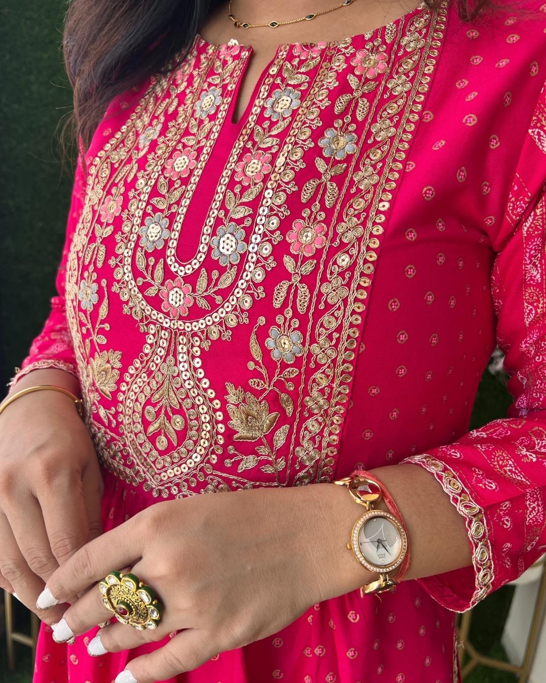 Rayon Embroidered Nyra Cut Pant Set - The Jaipur Studio
