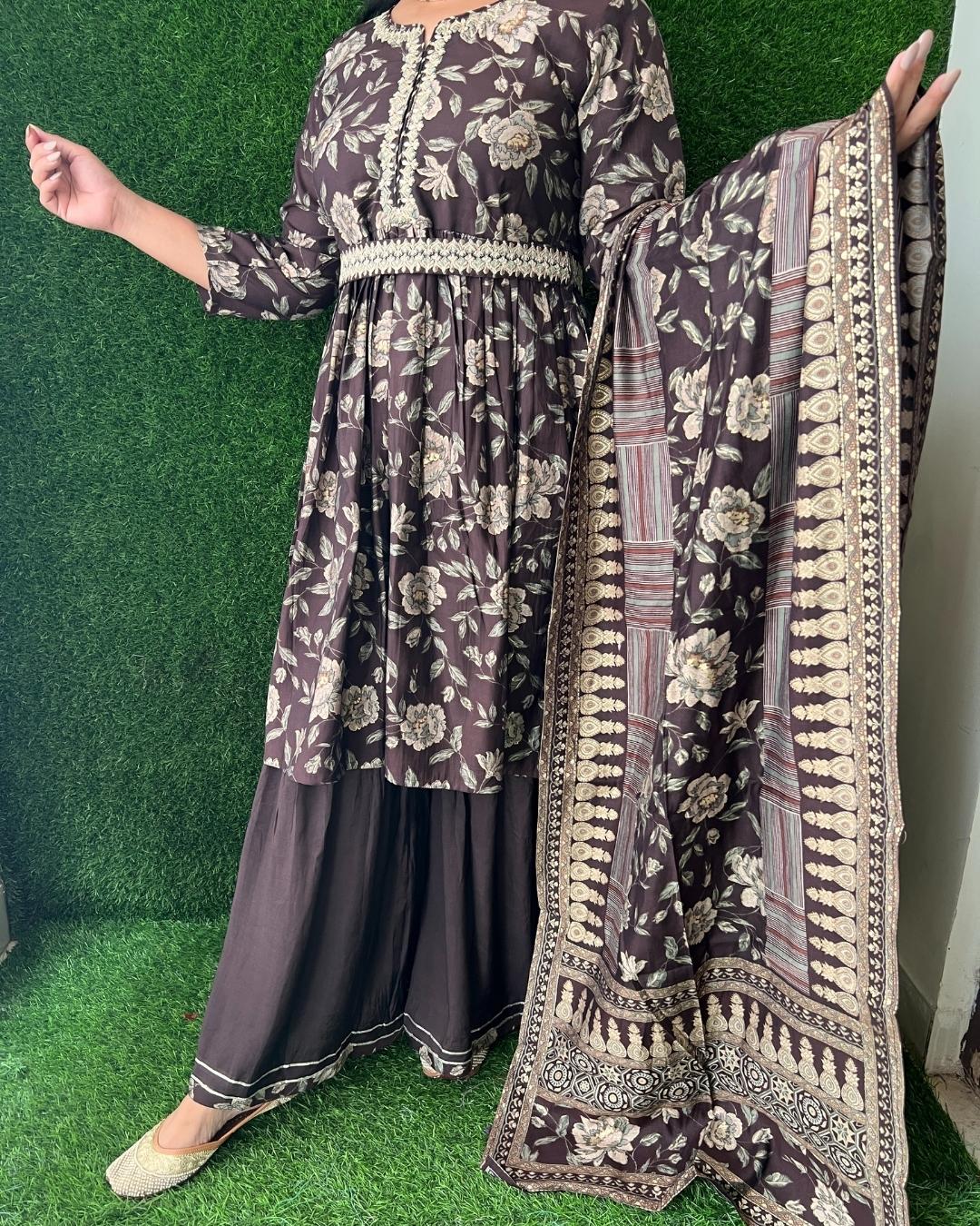 Muslin Peplum Sharara Set - The Jaipur Studio