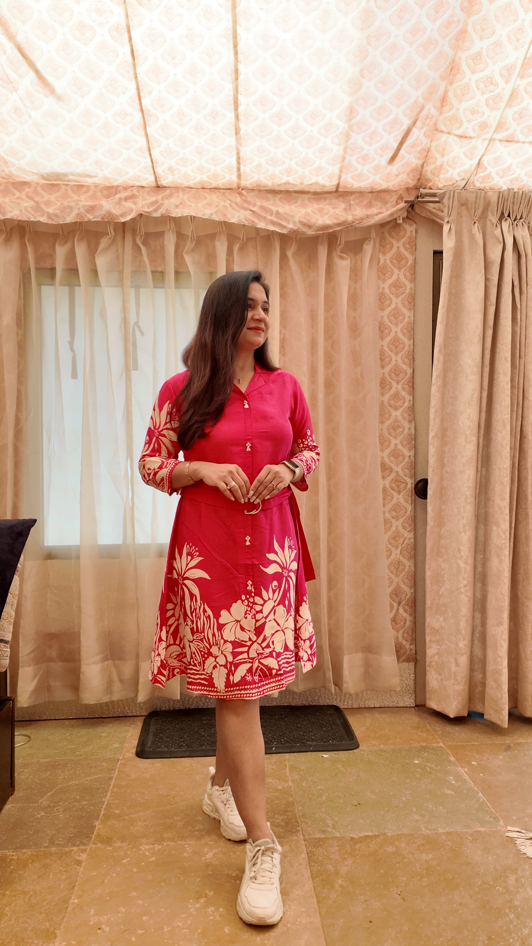 Zenisha Russian Silk Floral Dress - The Jaipur Studio