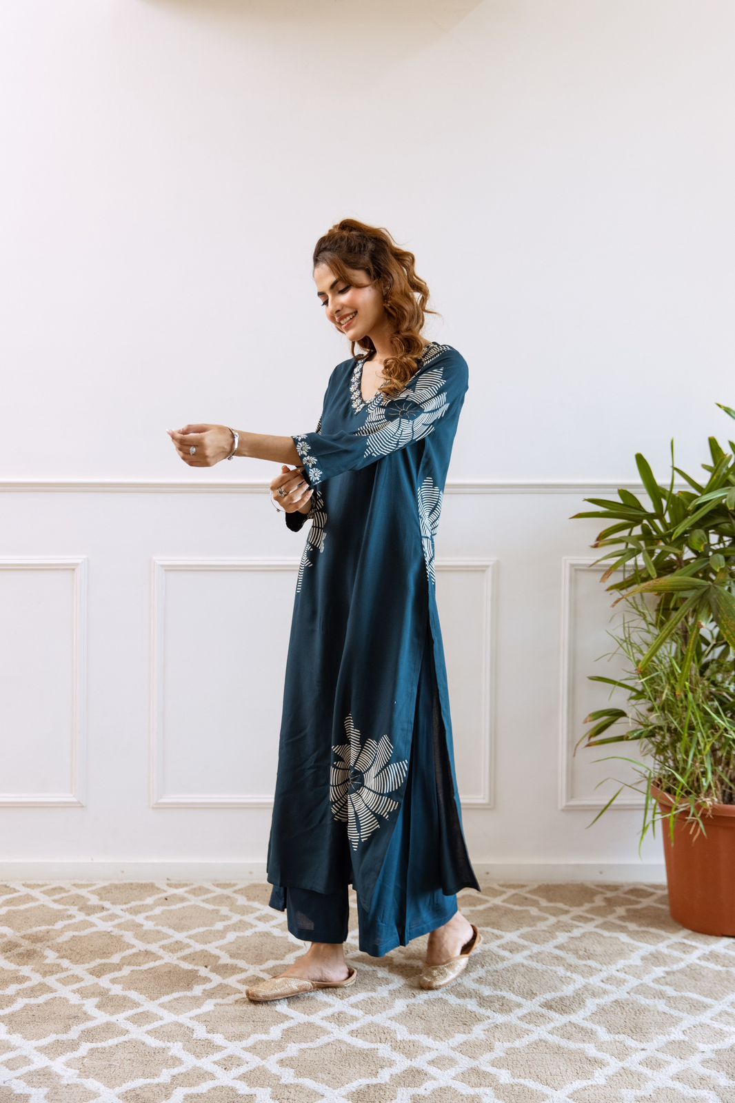 Tansi Rayon Embroidered Plazo Set - The Jaipur Studio