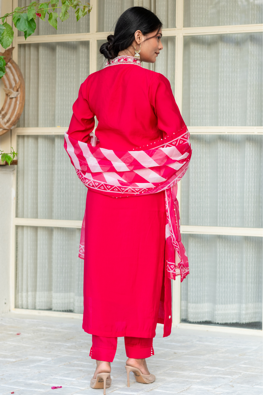 pink silk handwork - The Jaipur Studio