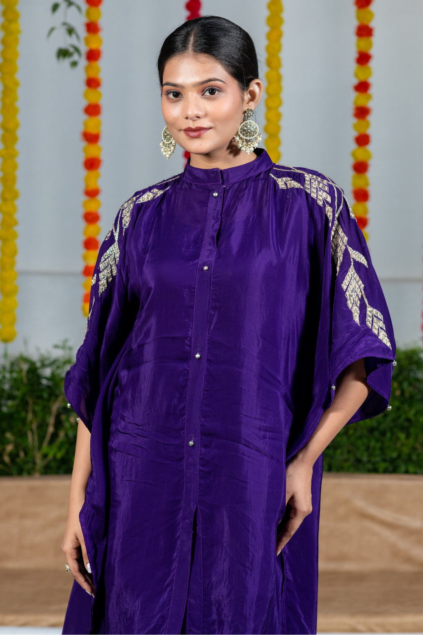 Zubeda Premium Chinnon Hand Embroidred Coord Set - The Jaipur Studio