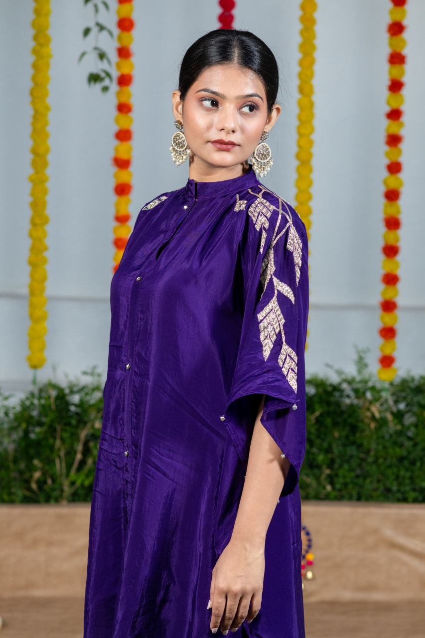 Zubeda Premium Chinnon Hand Embroidred Coord Set - The Jaipur Studio
