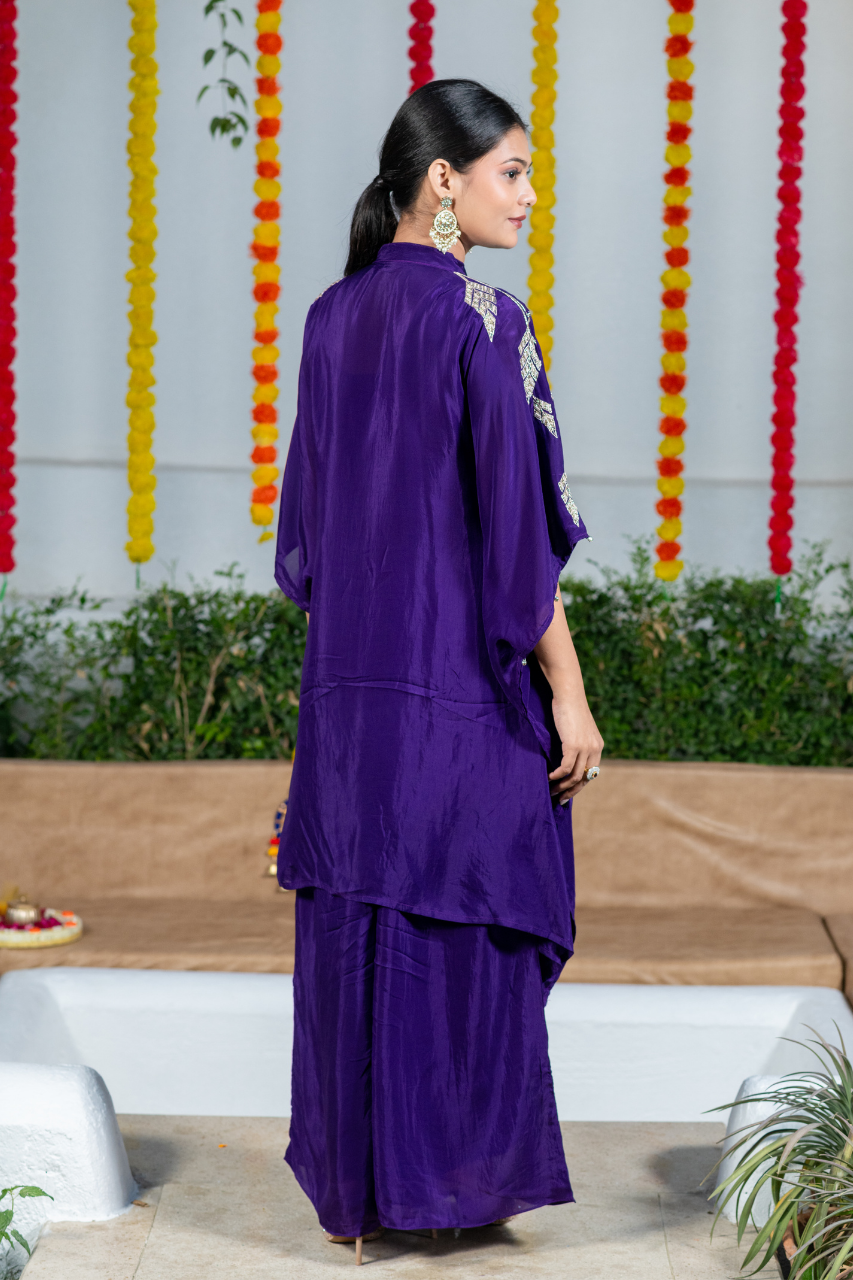 Zubeda Premium Chinnon Hand Embroidred Coord Set - The Jaipur Studio