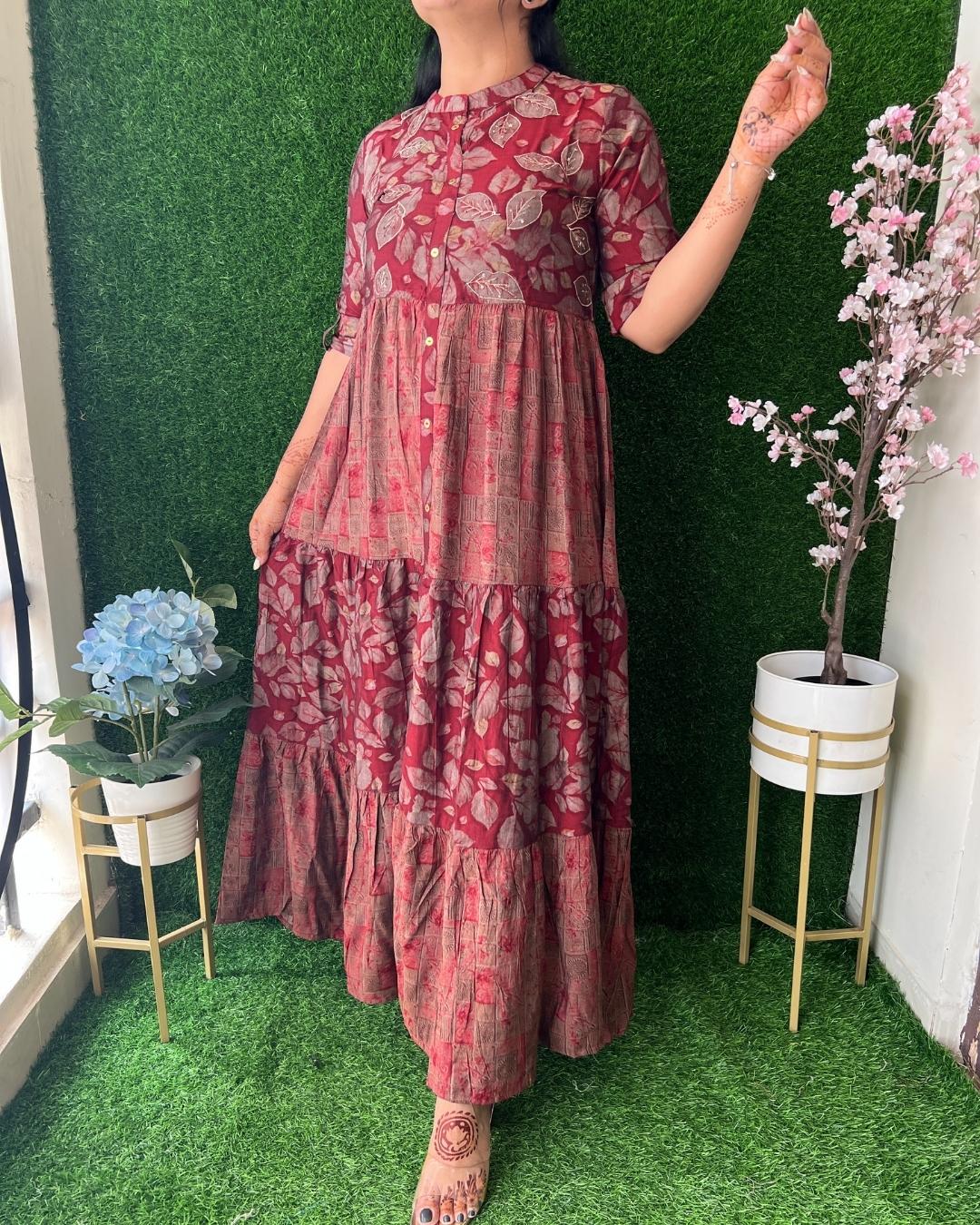 Ilivia Muslin Long Dress - The Jaipur Studio