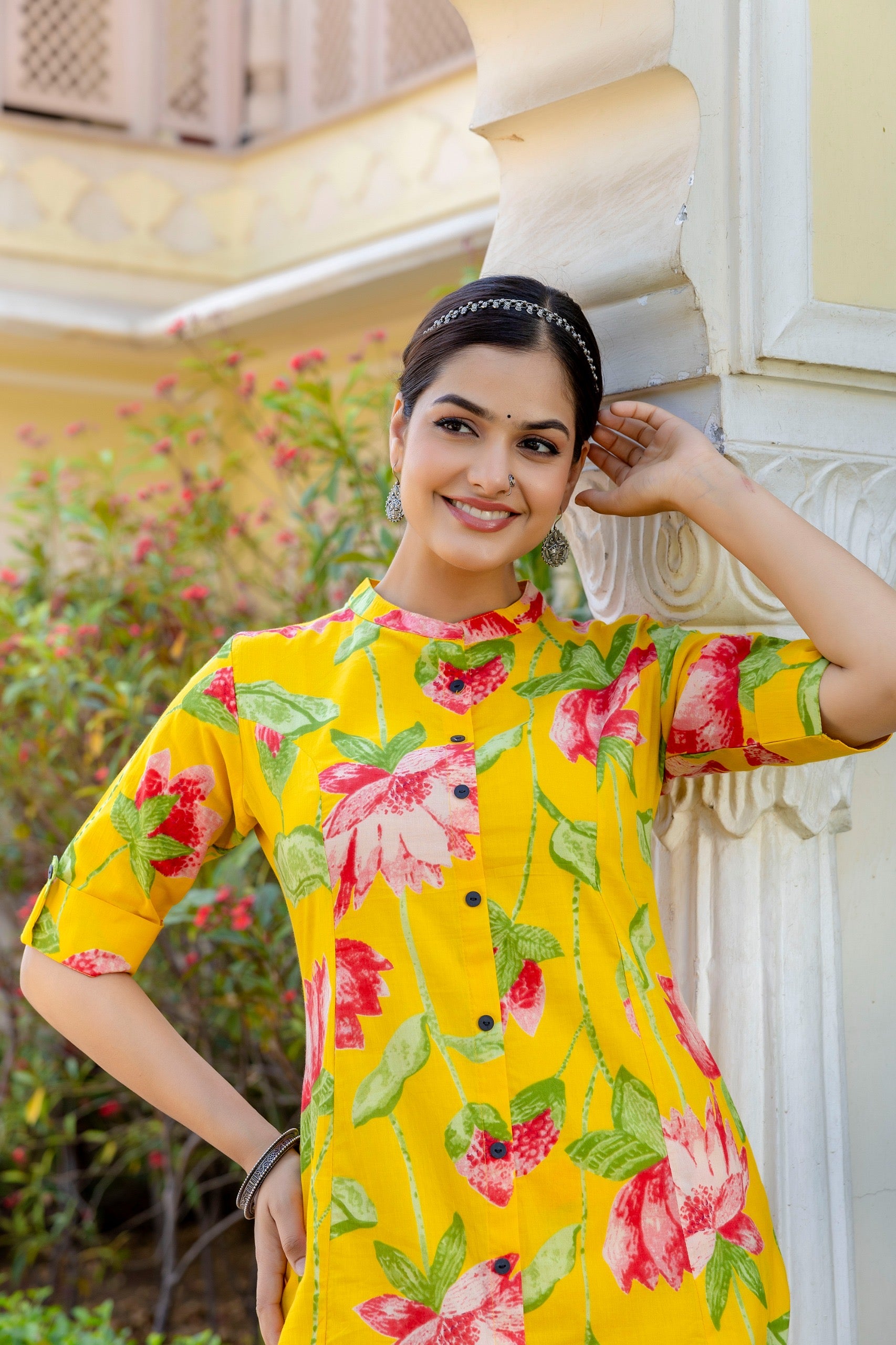 Srujana Floral Summerish A-line Coord Set - The Jaipur Studio