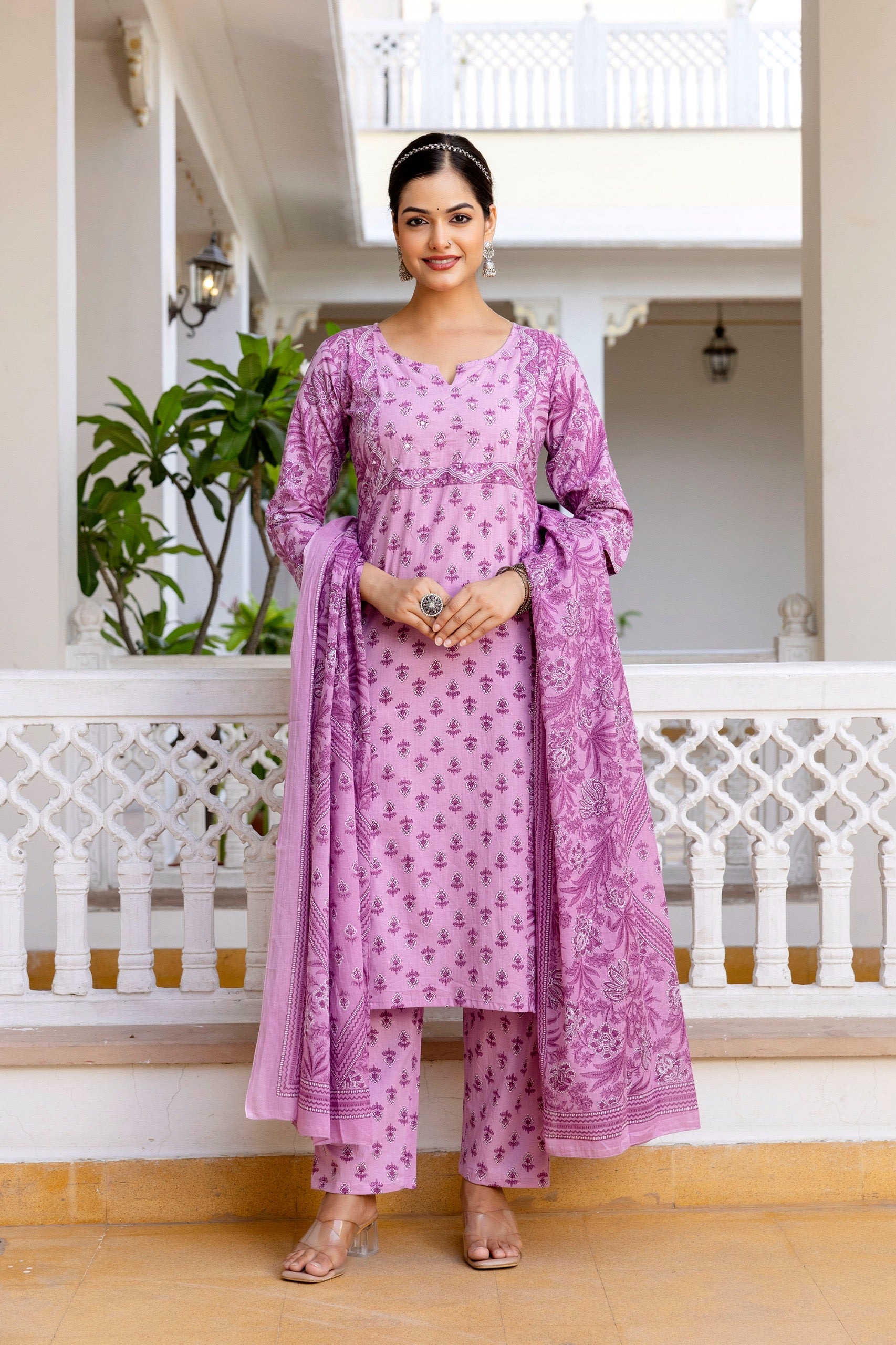 Jaipuri Cotton Embroidered Pant Set - The Jaipur Studio
