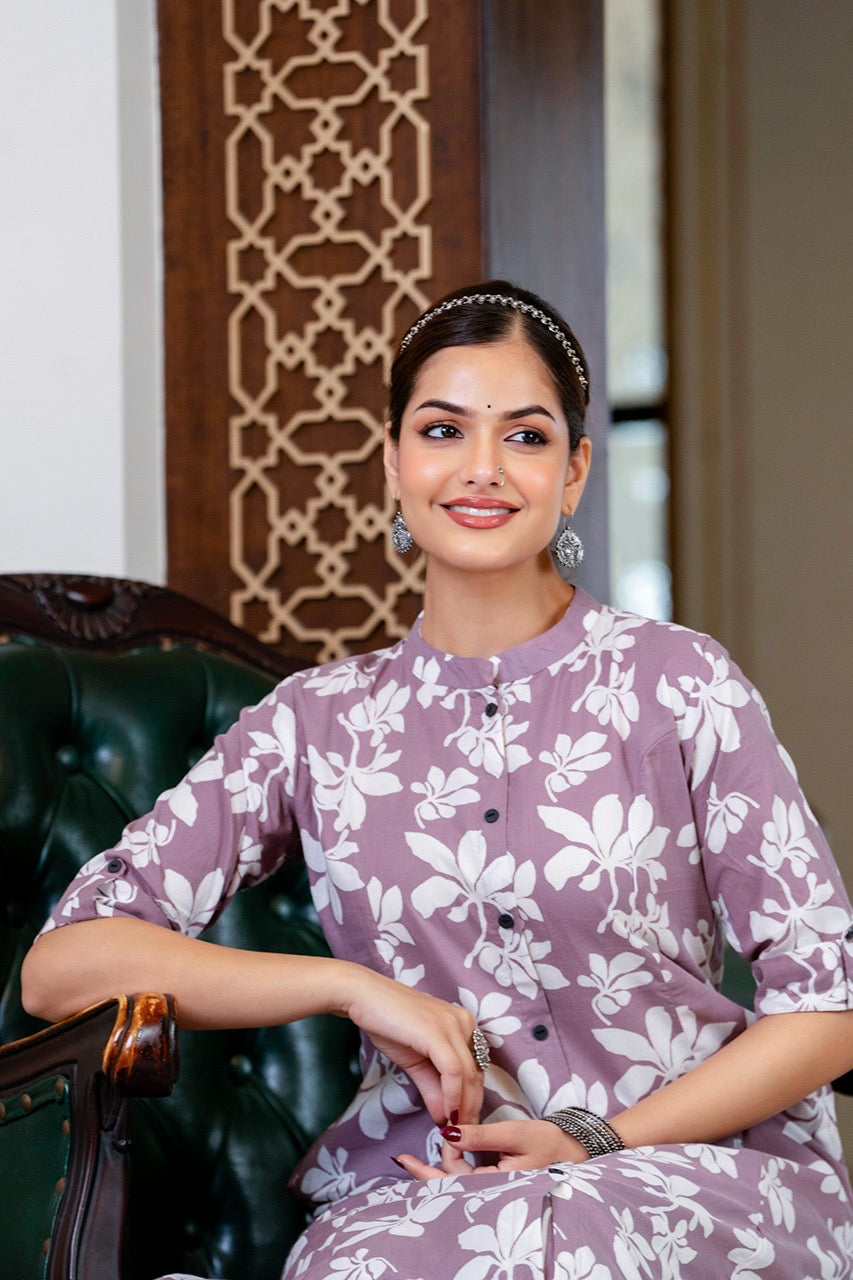 Cotton Floral Cotton A-line Coord set - The Jaipur Studio
