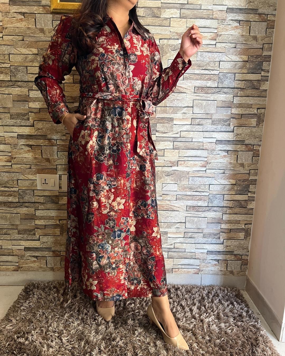 Heerat Muslin Long Gown - The Jaipur Studio