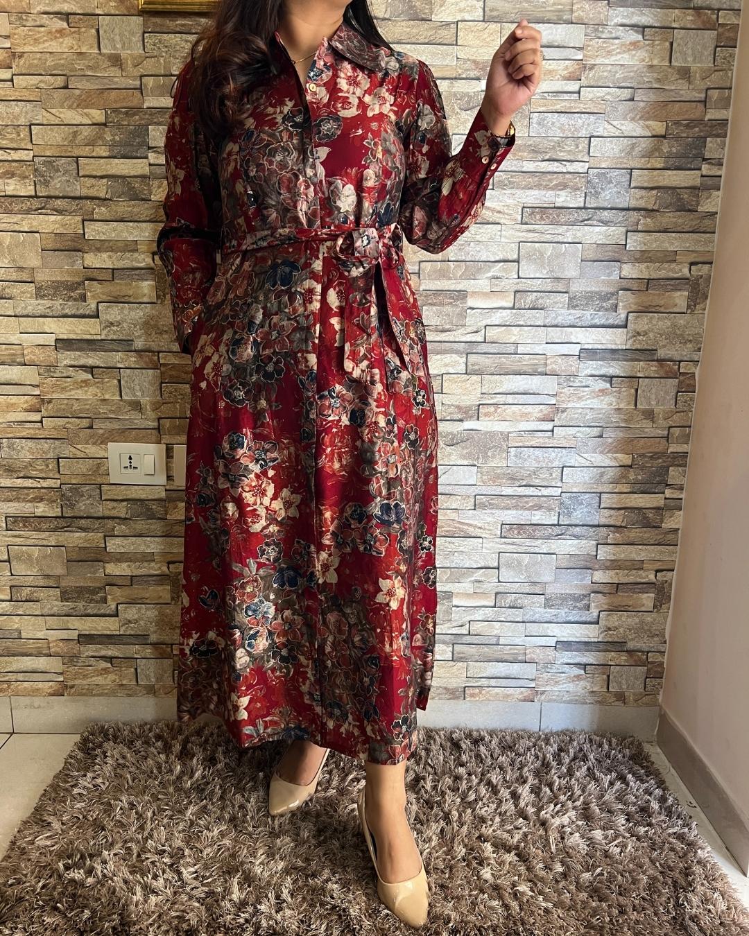 Heerat Muslin Long Gown - The Jaipur Studio