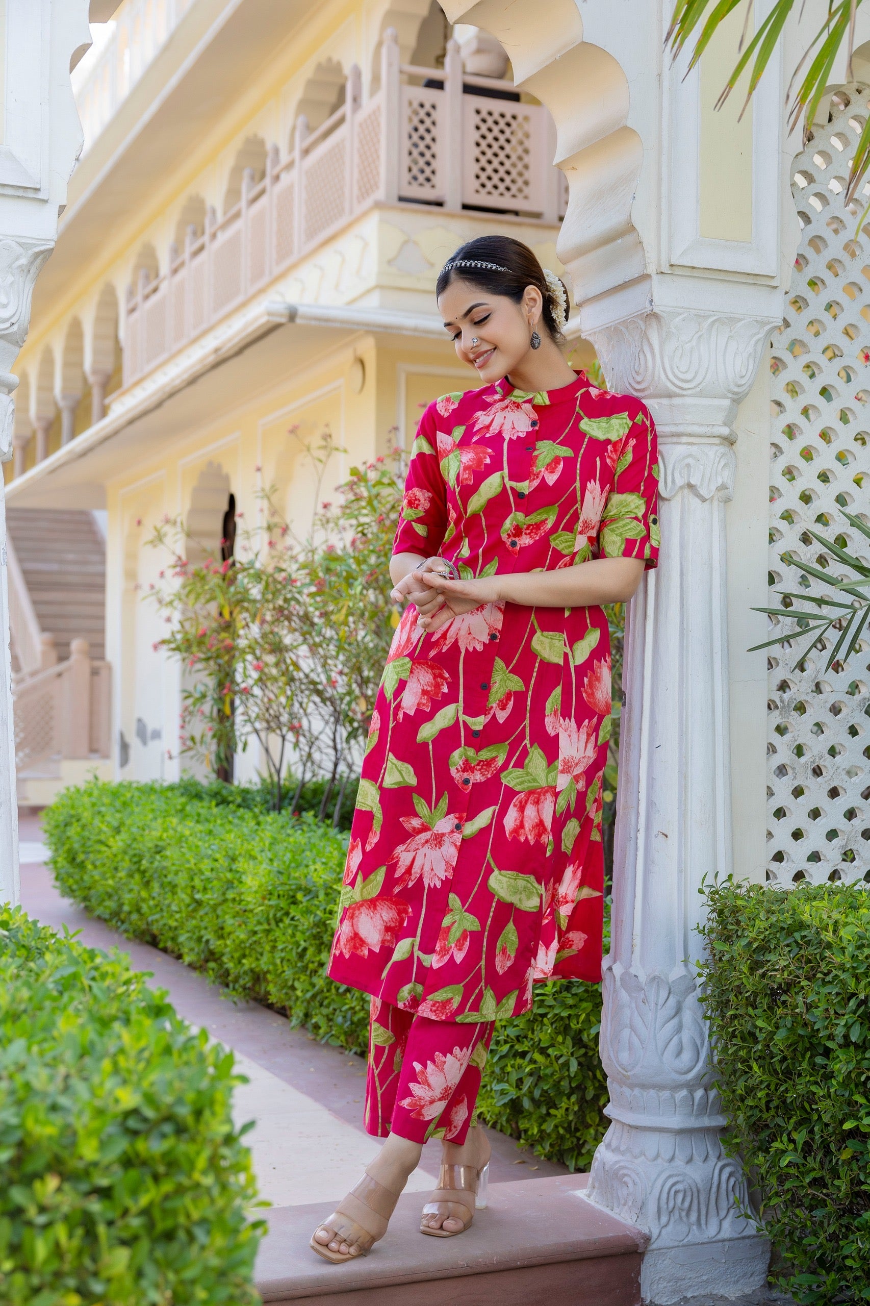 Srujana Floral Summerish A-line Coord Set - The Jaipur Studio