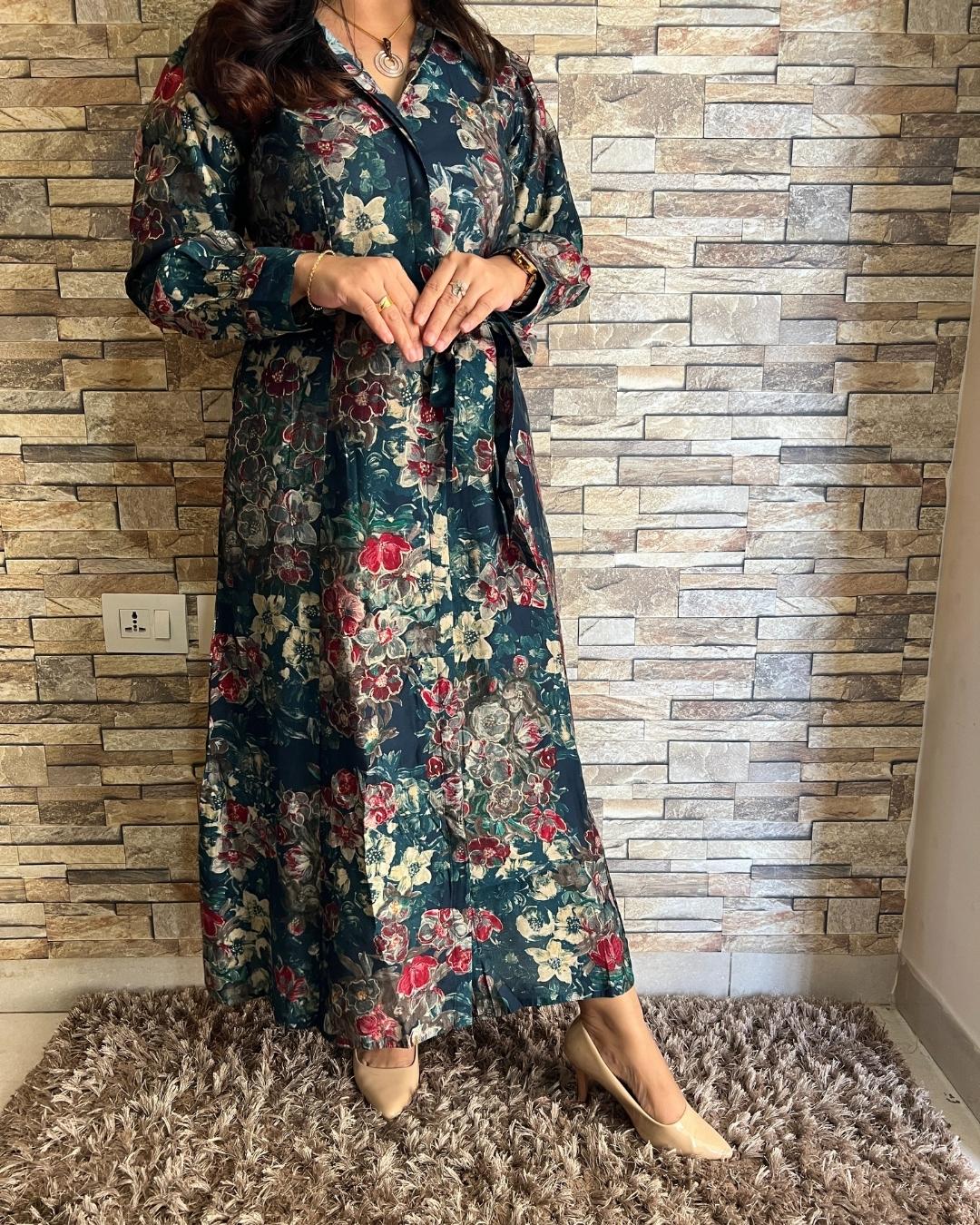 Heerat Muslin Long Gown - The Jaipur Studio