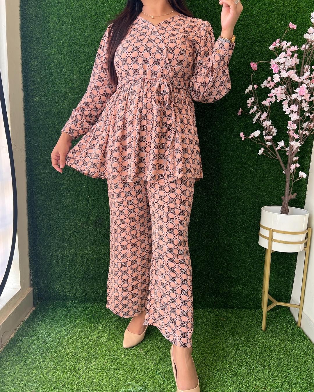 Daisy Crape Coord set with Belt - The Jaipur Studio
