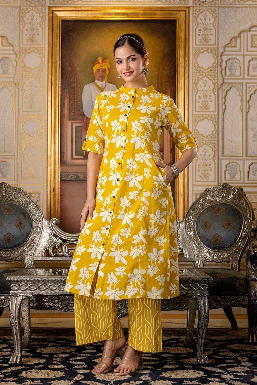 Cotton Floral Cotton A-line Coord set - The Jaipur Studio