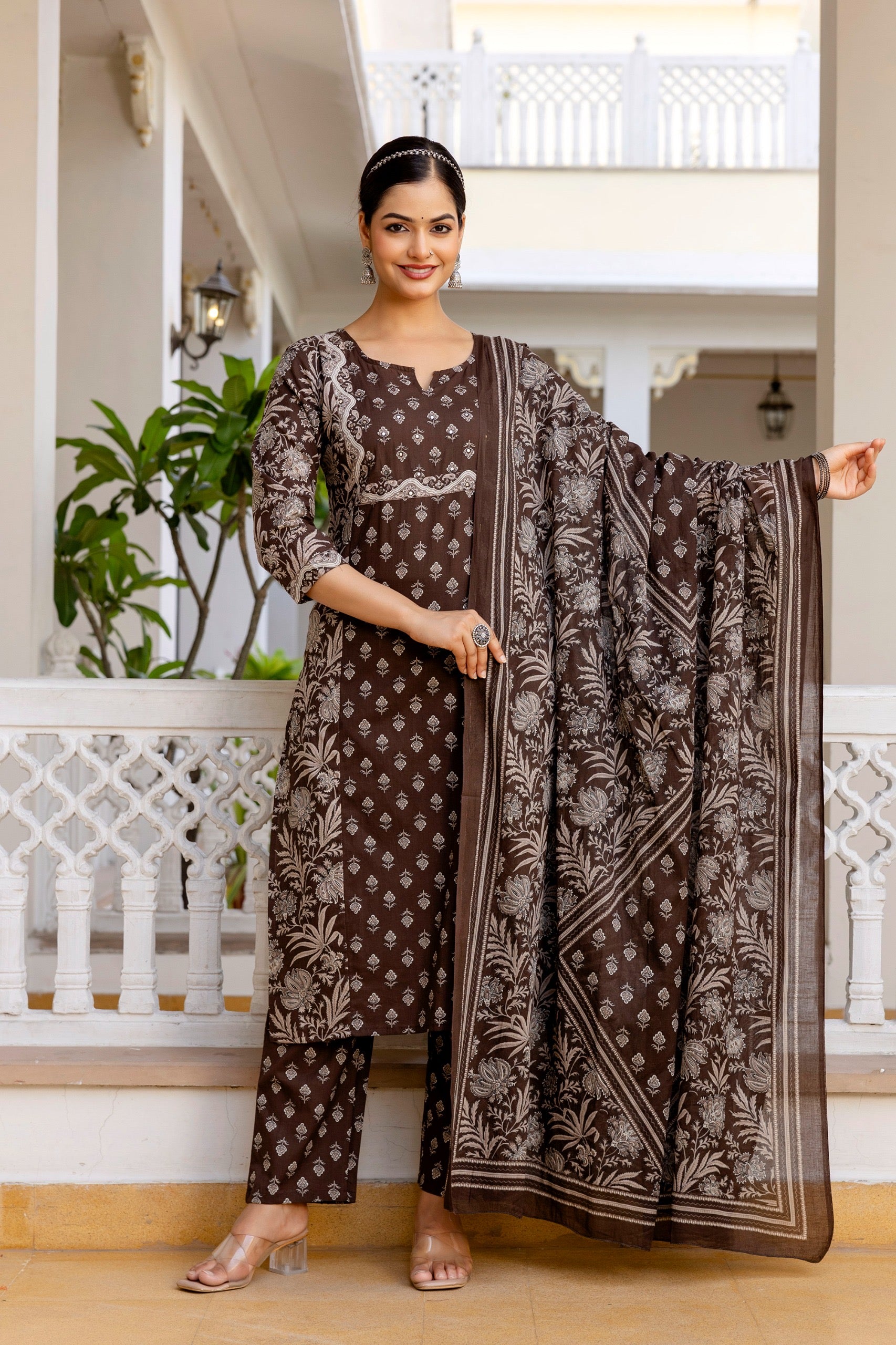 Jaipuri Cotton Embroidered Pant Set - The Jaipur Studio