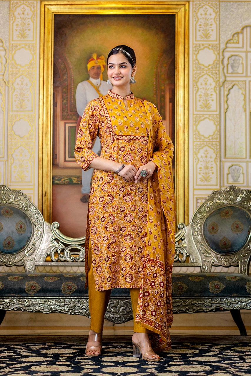 Sajda Cotton Embroidered Pant Set - The Jaipur Studio