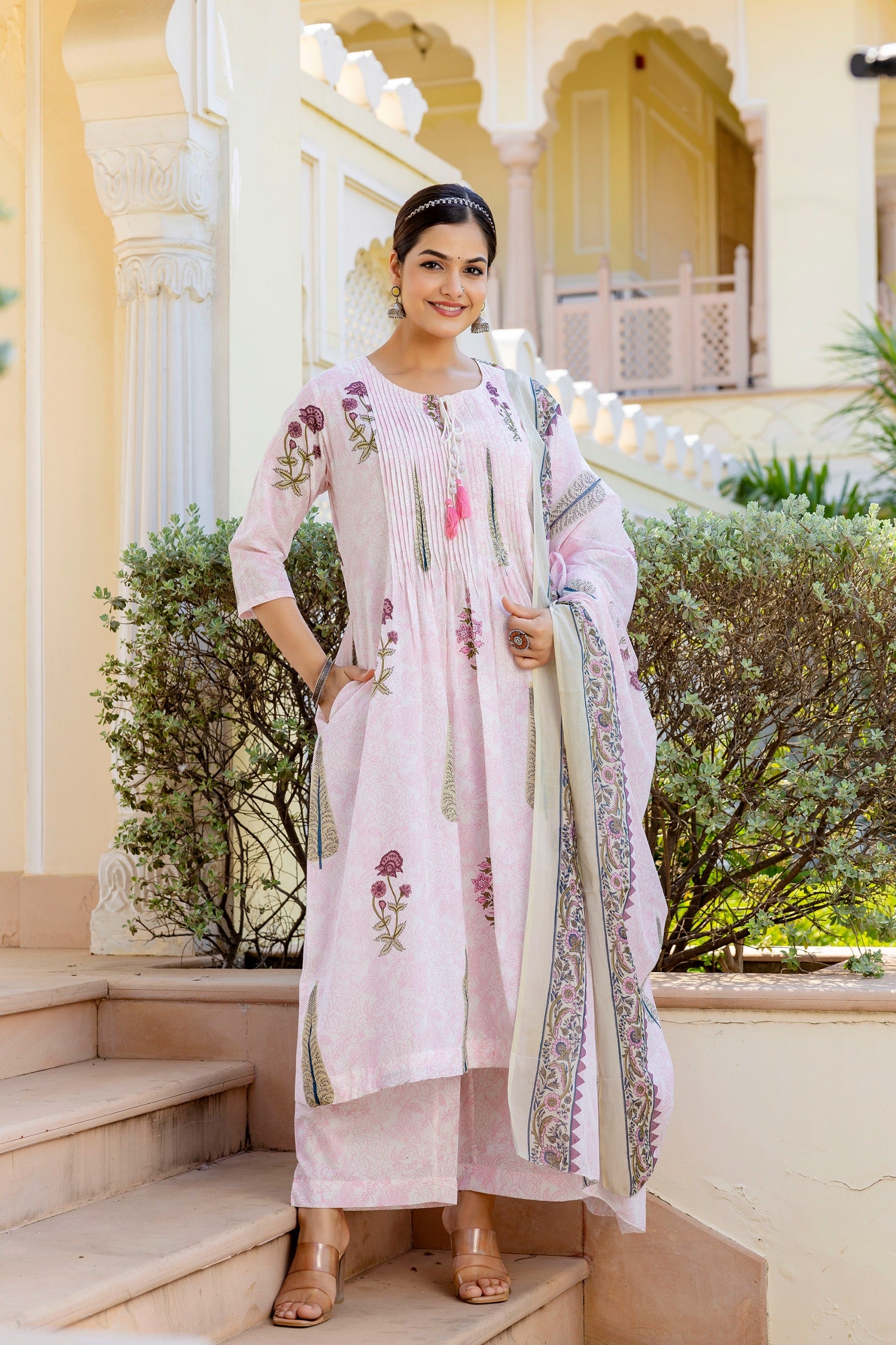 Sumira Handblock Premium Cotton Pant Set - The Jaipur Studio