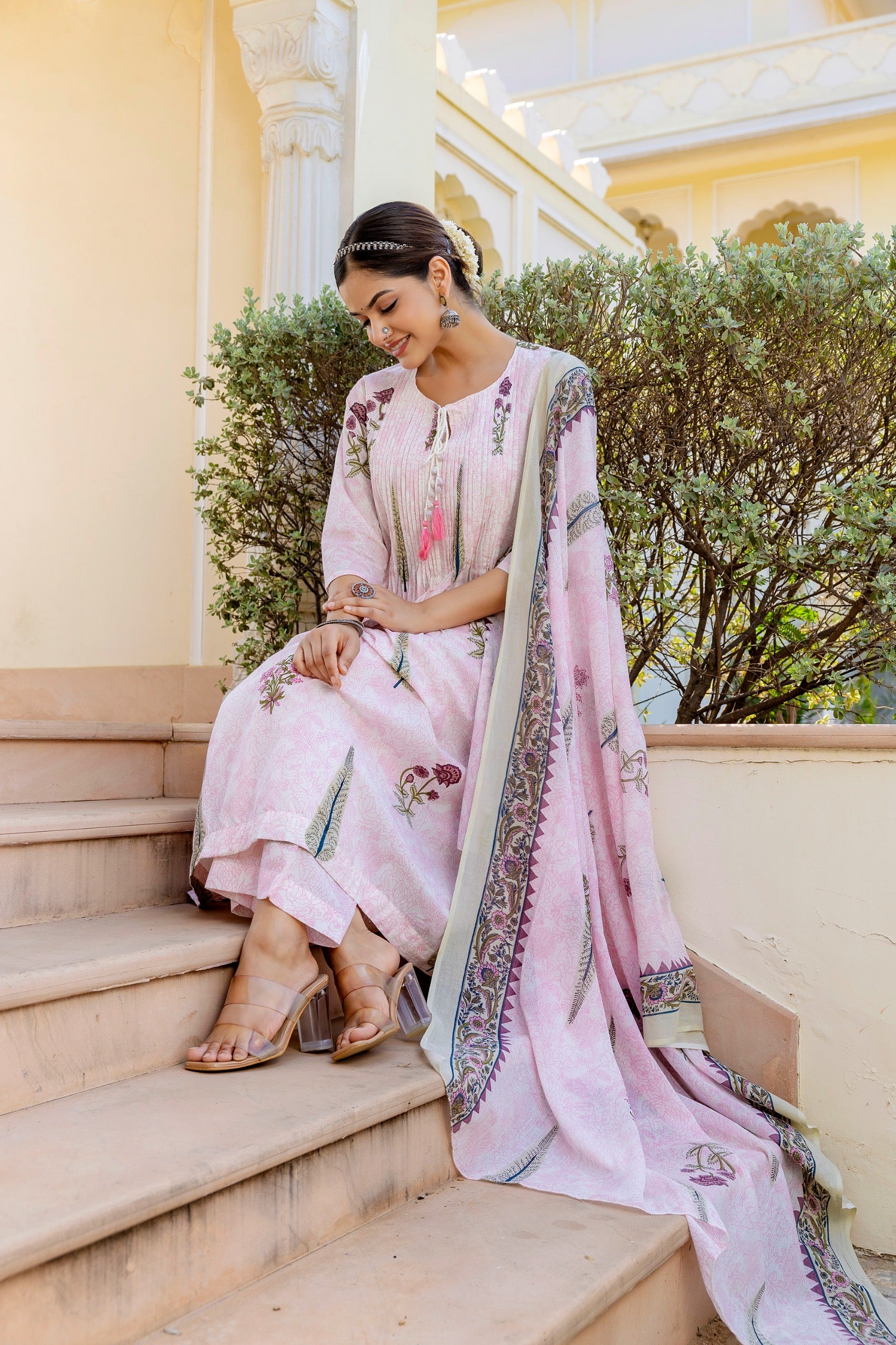 Sumira Handblock Premium Cotton Pant Set - The Jaipur Studio