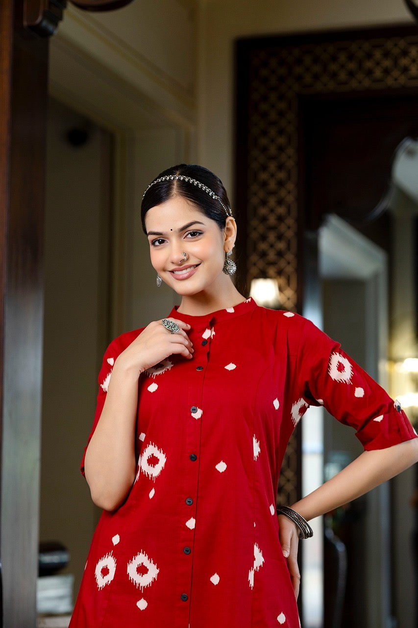 Azah Summerish Cotton A-line Coord Set - The Jaipur Studio