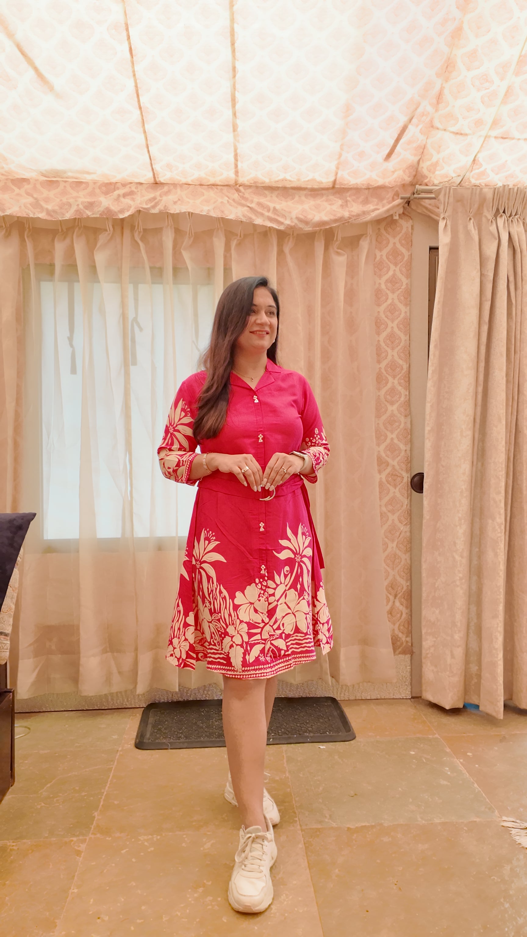 Zenisha Russian Silk Floral Dress - The Jaipur Studio