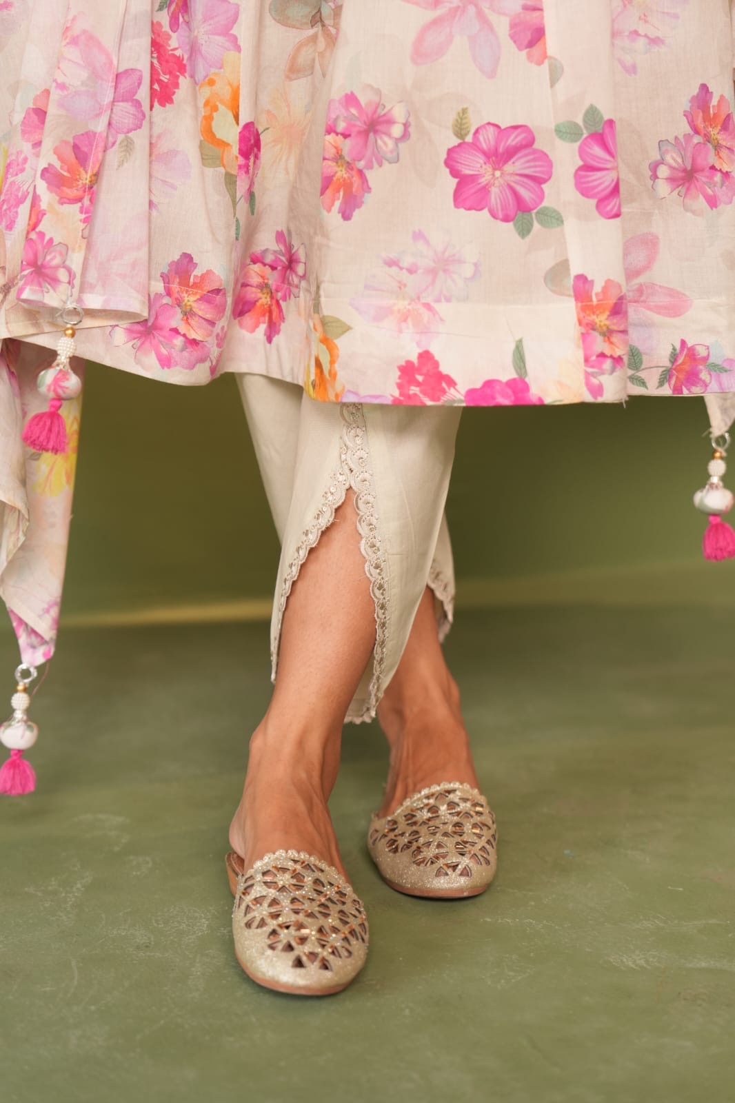 Premium Mul Cotton Floral HandEmbroidered Tulip Pant Set - The Jaipur Studio