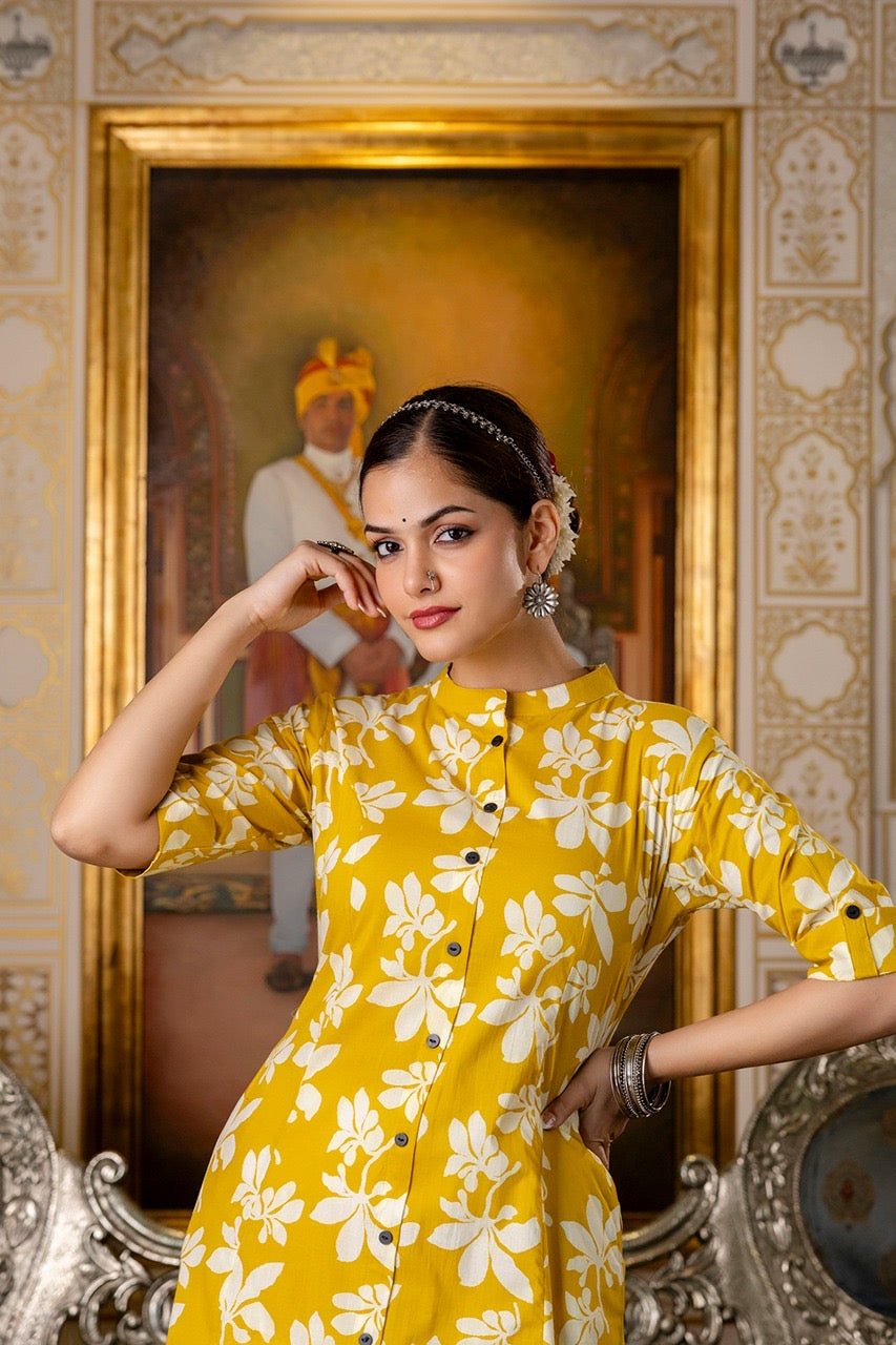 Cotton Floral Cotton A-line Coord set - The Jaipur Studio