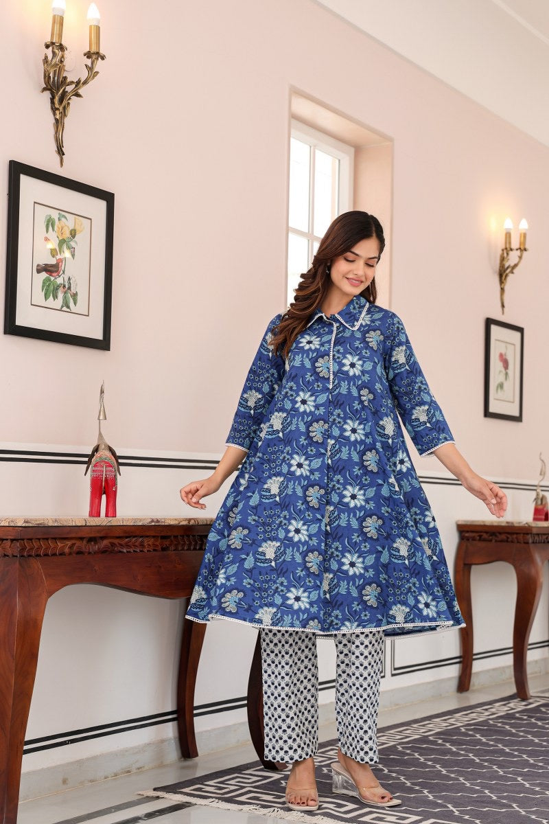 Kaya Cotton Handblock A-line Coord Set - The Jaipur Studio