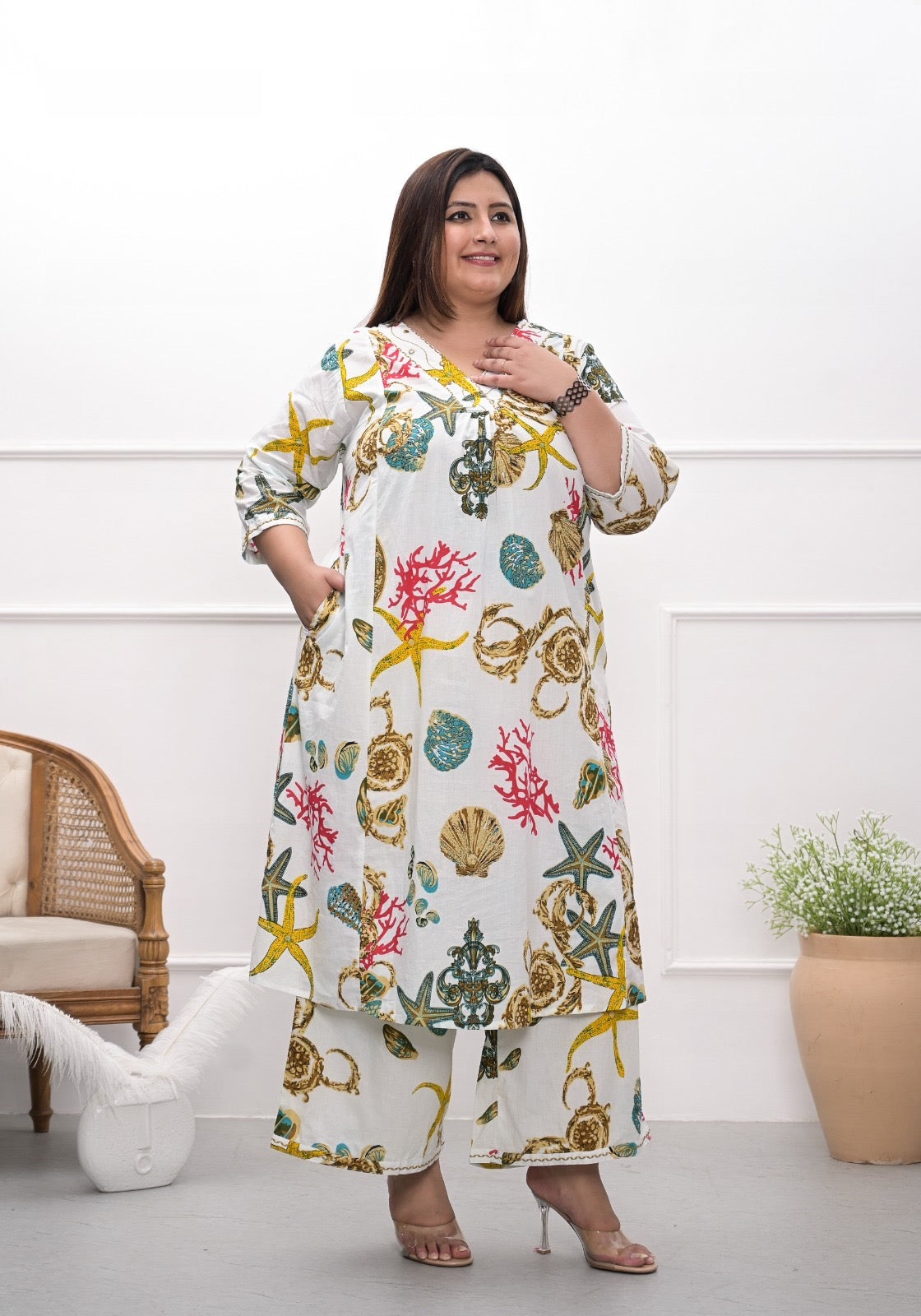 Plus Size Cotton A-line Coord Set - The Jaipur Studio