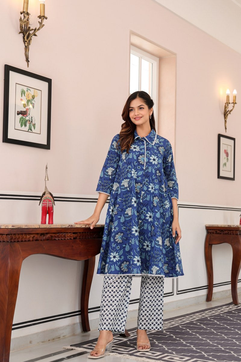Kaya Cotton Handblock A-line Coord Set - The Jaipur Studio