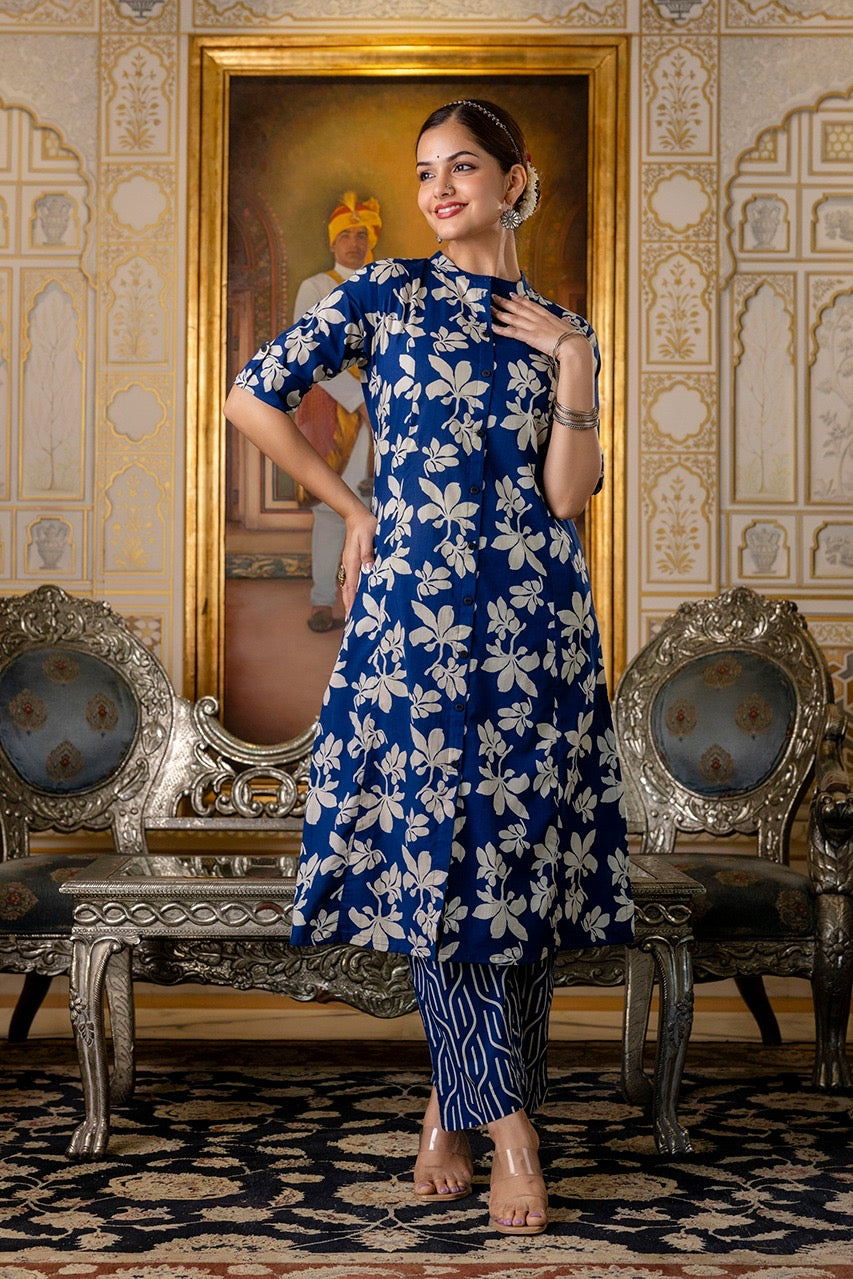Cotton Floral Cotton A-line Coord set - The Jaipur Studio
