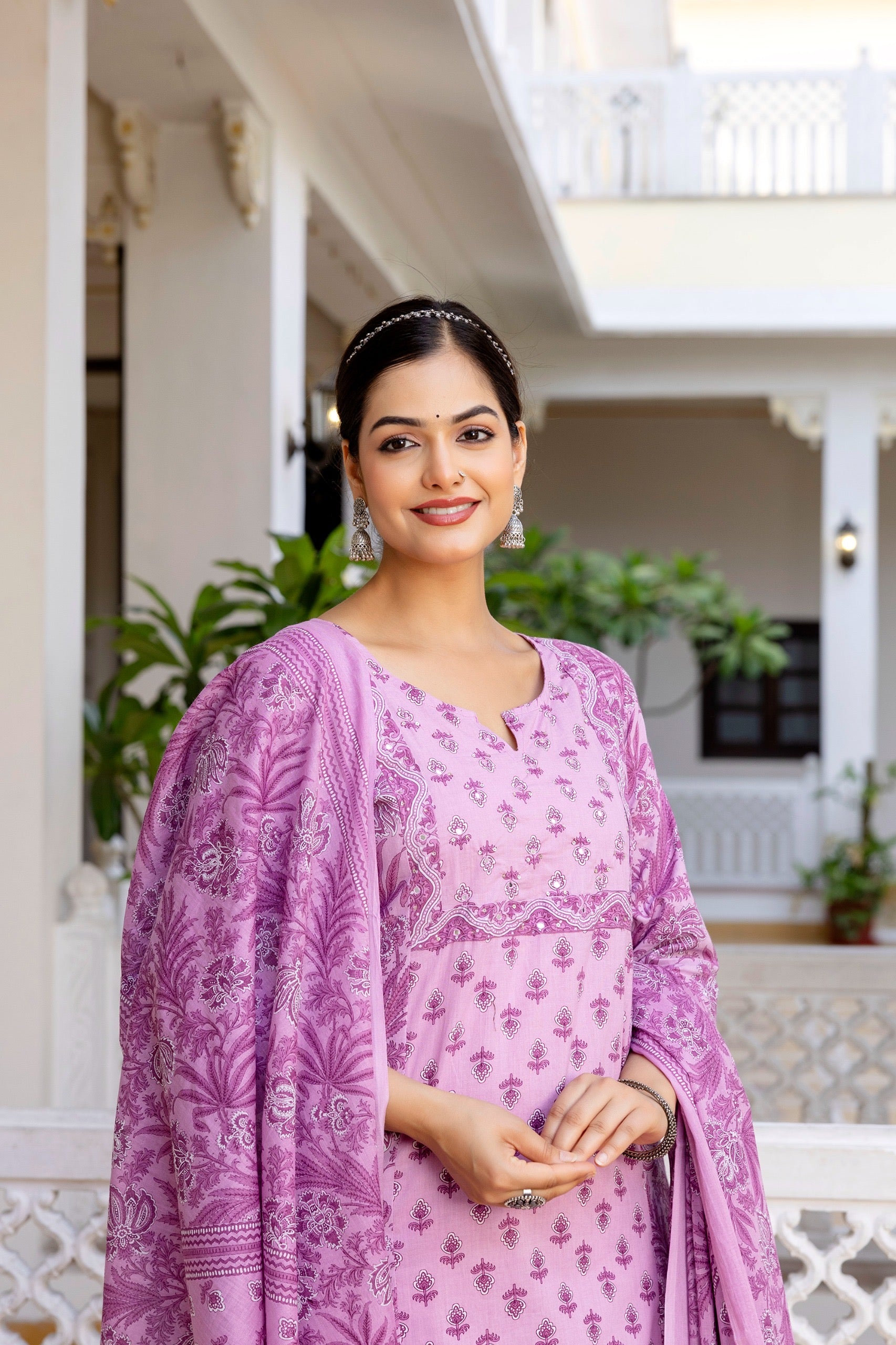 Jaipuri Cotton Embroidered Pant Set - The Jaipur Studio