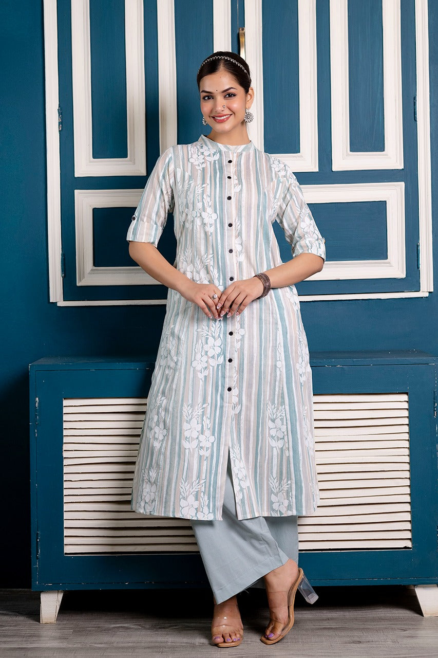 Cotton Floral Cotton A-line Coord set - The Jaipur Studio