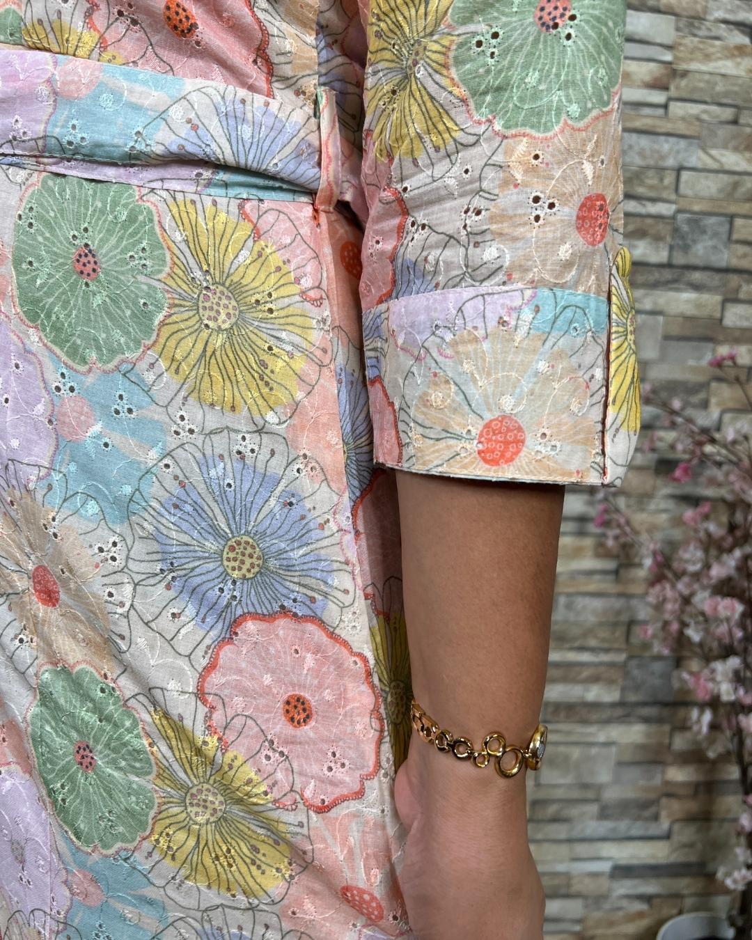 Multicolor Cotton Long Dress - The Jaipur Studio