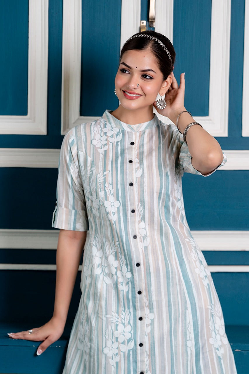Cotton Floral Cotton A-line Coord set - The Jaipur Studio