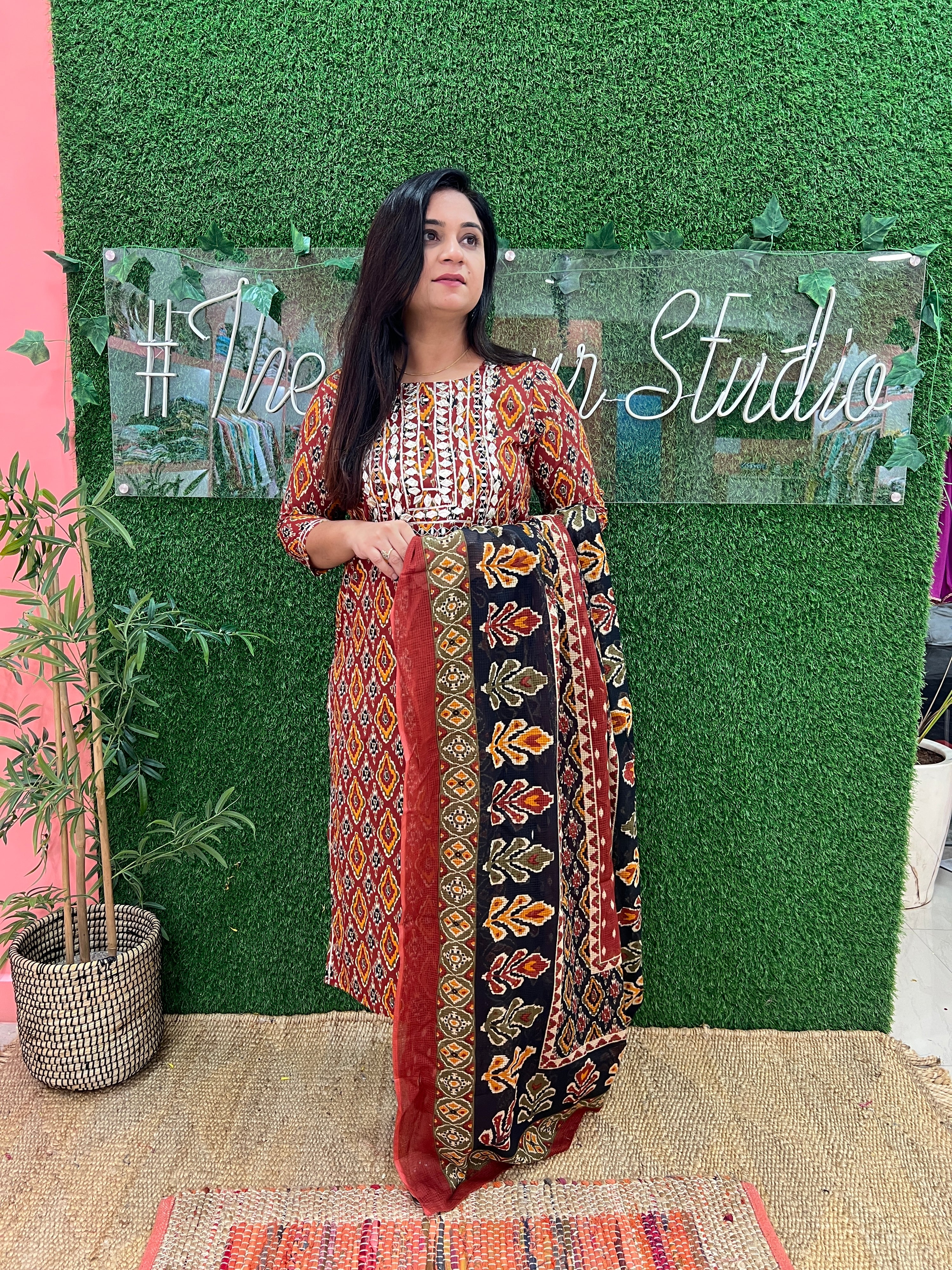 Beautiful cotton Ikkat print Pant Set - The Jaipur Studio