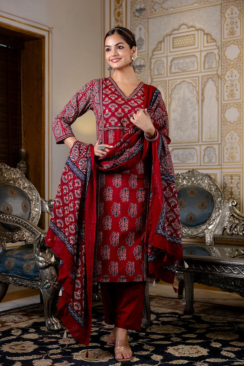 Noor Cotton Embroidered Pant Set - The Jaipur Studio