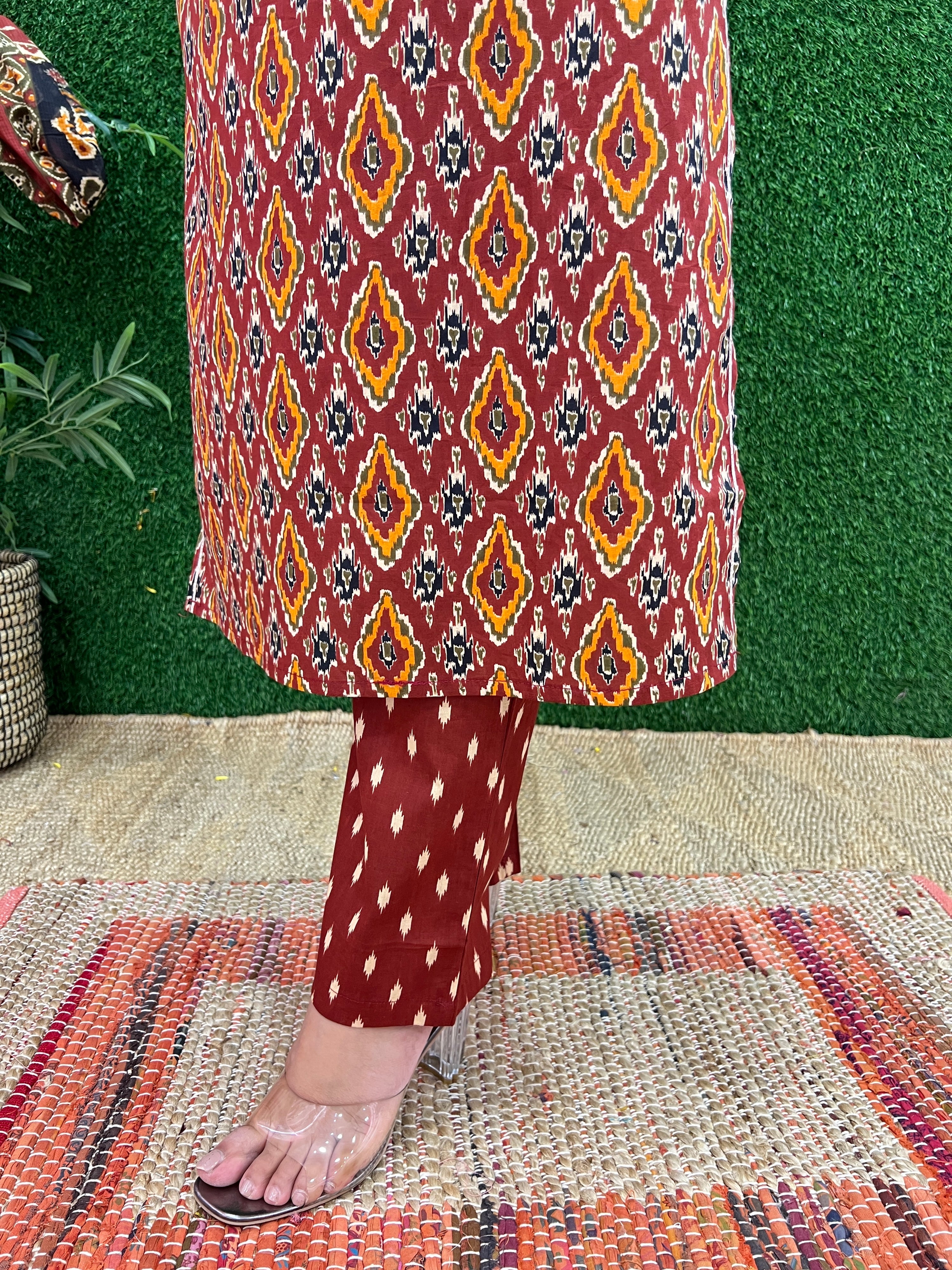 Beautiful cotton Ikkat print Pant Set - The Jaipur Studio