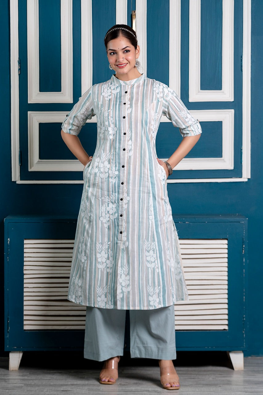 Cotton Floral Cotton A-line Coord set - The Jaipur Studio
