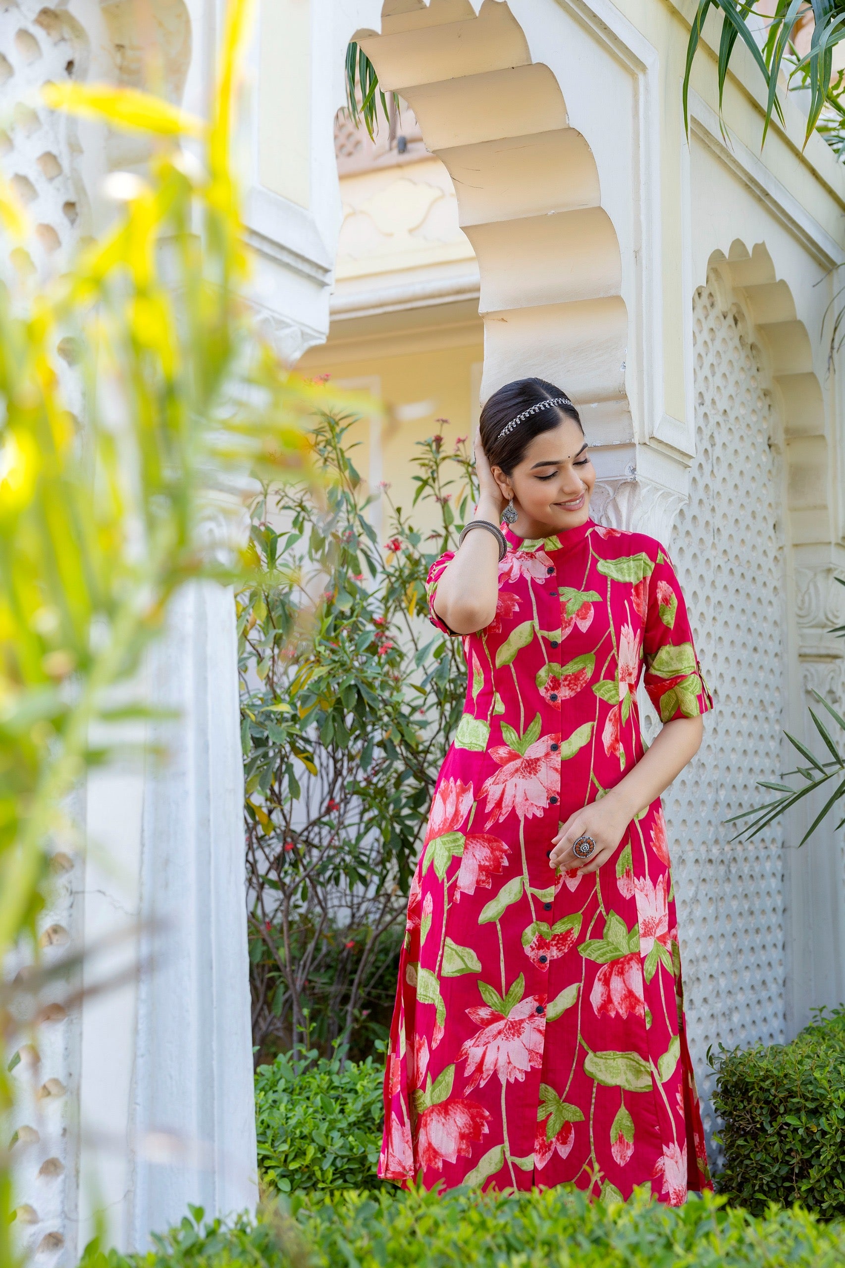 Srujana Floral Summerish A-line Coord Set - The Jaipur Studio