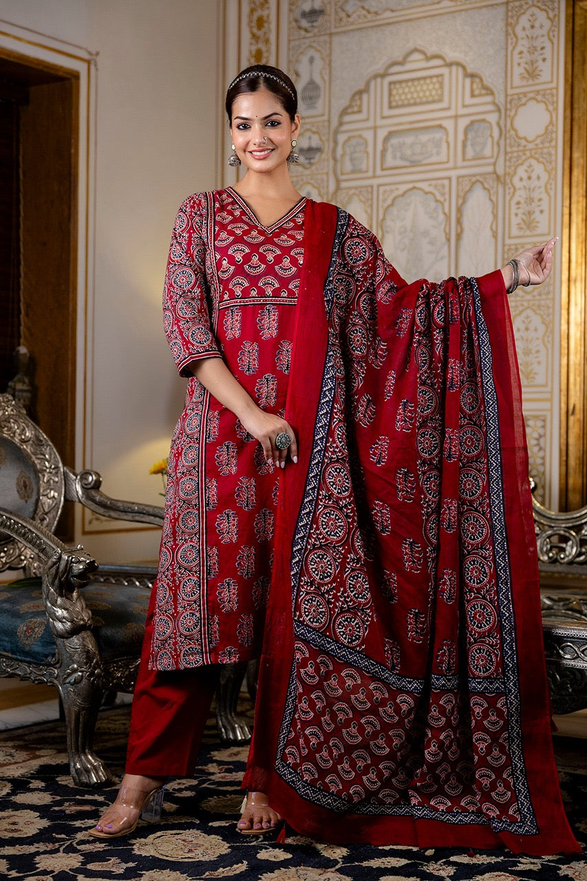 Noor Cotton Embroidered Pant Set - The Jaipur Studio
