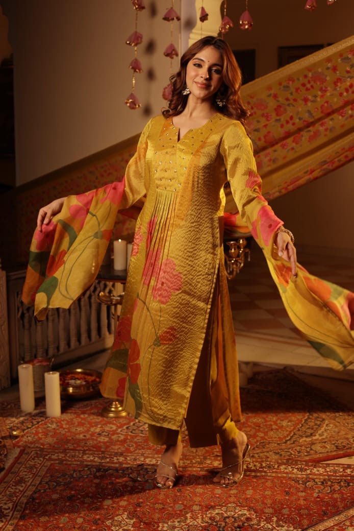 Shimmer Tissue Floral Pant Set - The Jaipur Studio