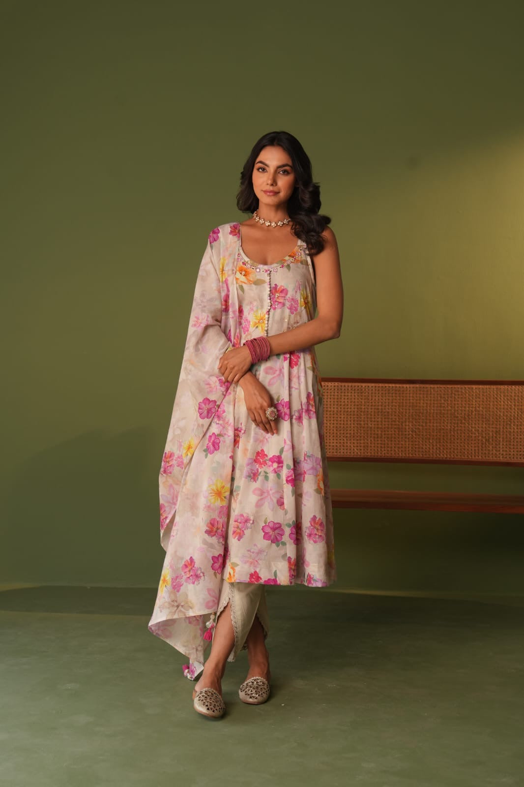 Premium Mul Cotton Floral HandEmbroidered Tulip Pant Set - The Jaipur Studio