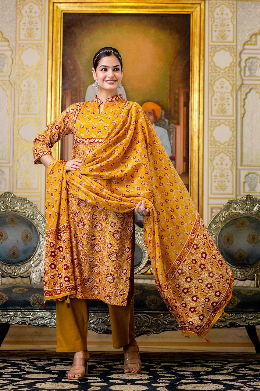 Sajda Cotton Embroidered Pant Set - The Jaipur Studio