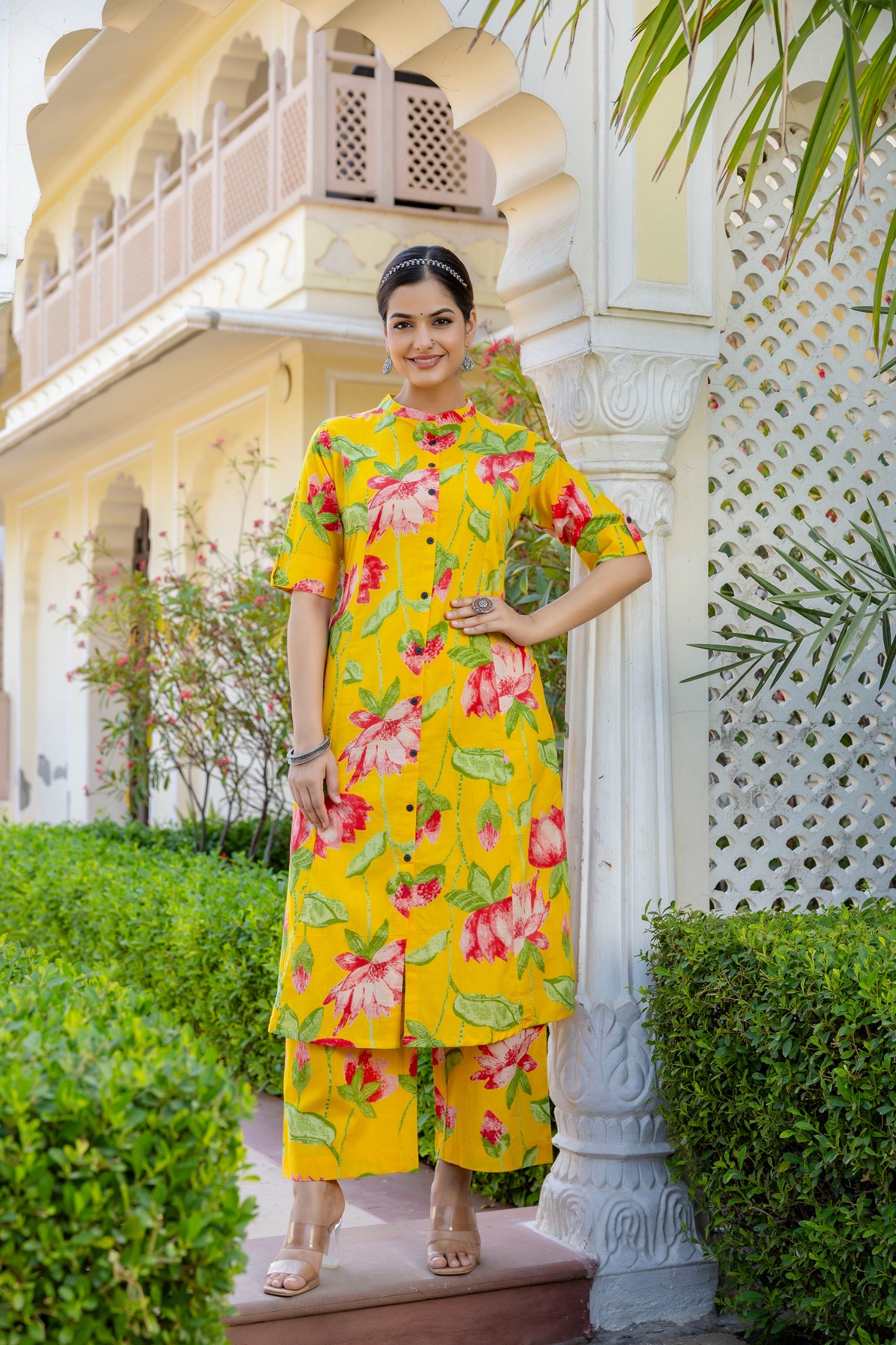 Srujana Floral Summerish A-line Coord Set - The Jaipur Studio