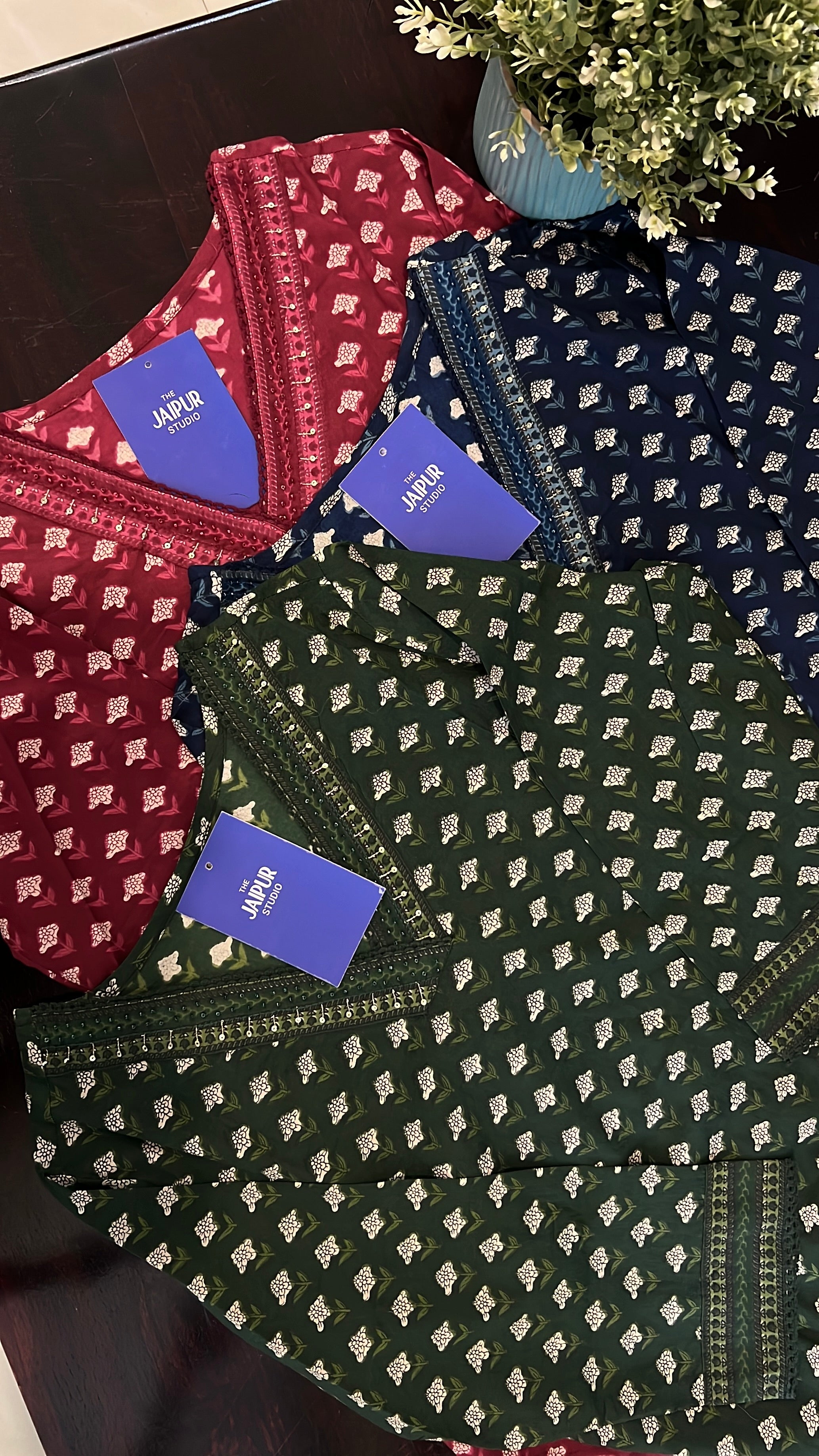 Divisha Ajrakh Cotton HandEmbroidered Pant set - The Jaipur Studio